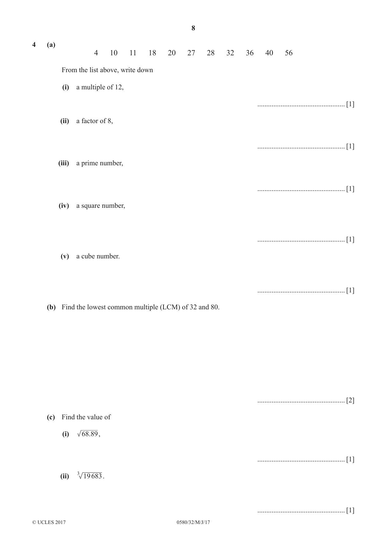 Cambridge IGCSE Mathematics 0580 2017 May/June Paper 3 · Variant 2 question paper, page 8 of 16
