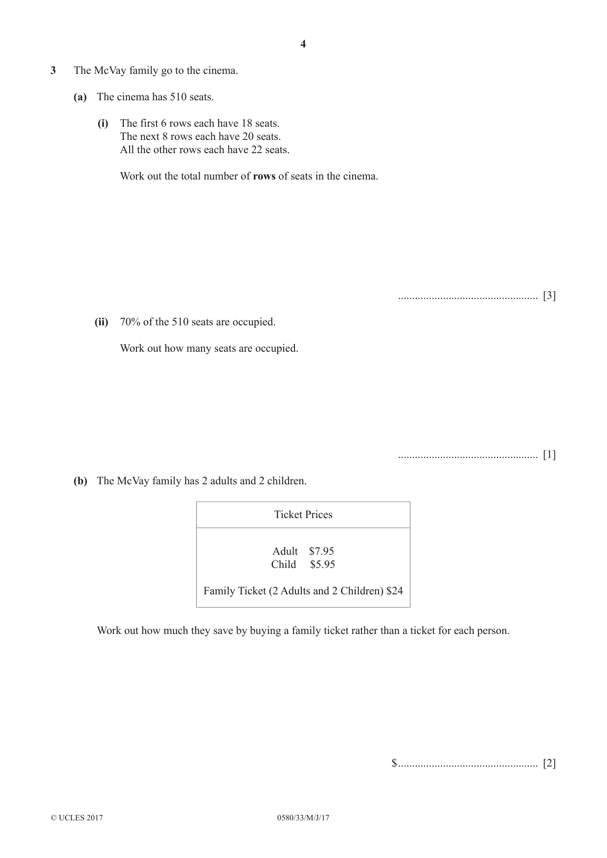Cambridge IGCSE Mathematics 0580 2017 May/June Paper 3 · Variant 3 question paper, page 4 of 16