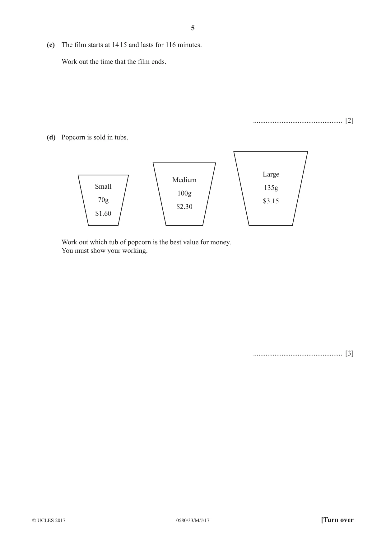 Cambridge IGCSE Mathematics 0580 2017 May/June Paper 3 · Variant 3 question paper, page 5 of 16