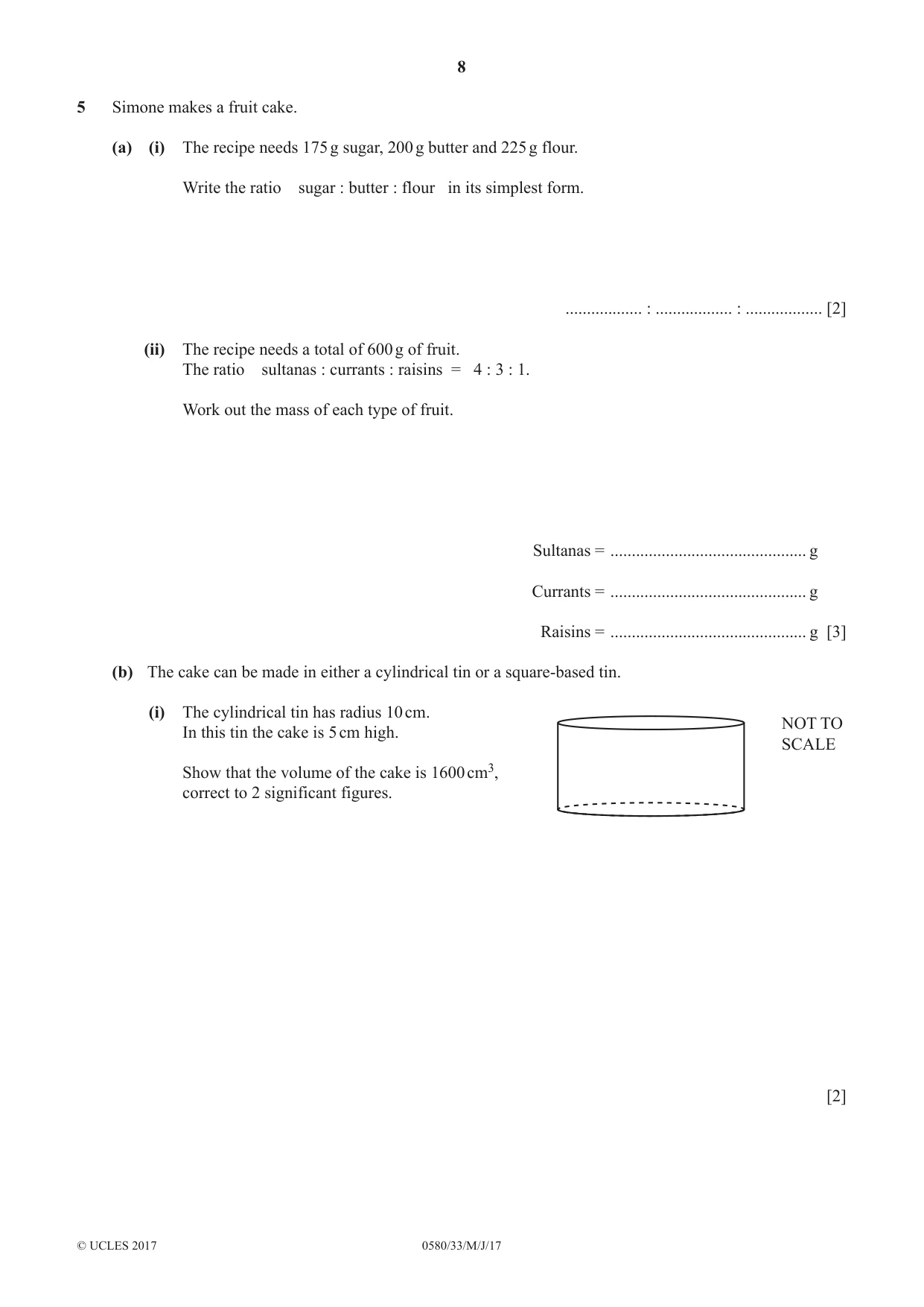 Cambridge IGCSE Mathematics 0580 2017 May/June Paper 3 · Variant 3 question paper, page 8 of 16