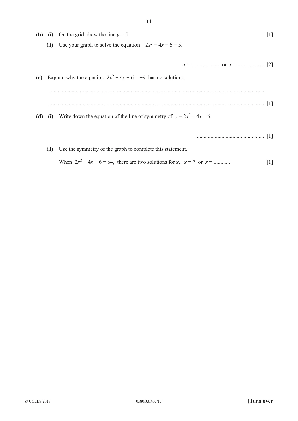 Cambridge IGCSE Mathematics 0580 2017 May/June Paper 3 · Variant 3 question paper, page 11 of 16