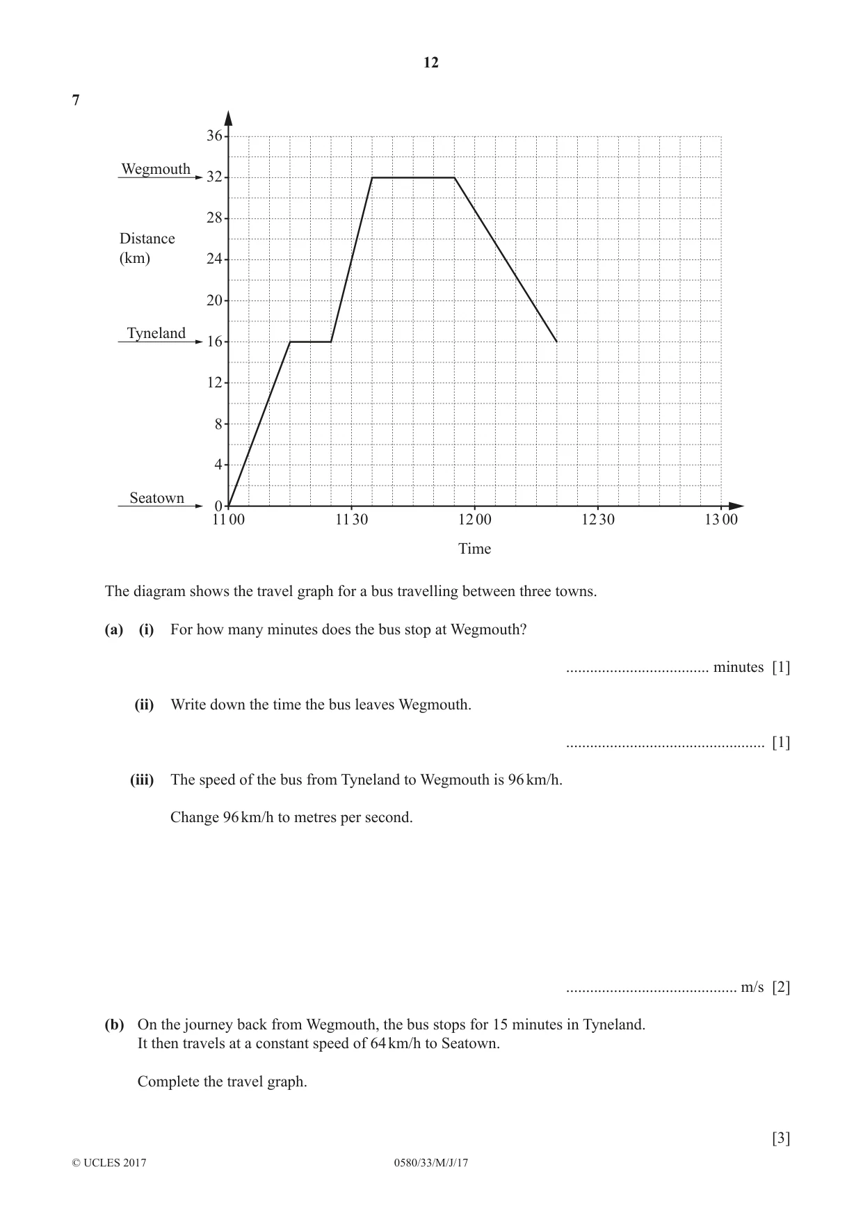 Cambridge IGCSE Mathematics 0580 2017 May/June Paper 3 · Variant 3 question paper, page 12 of 16