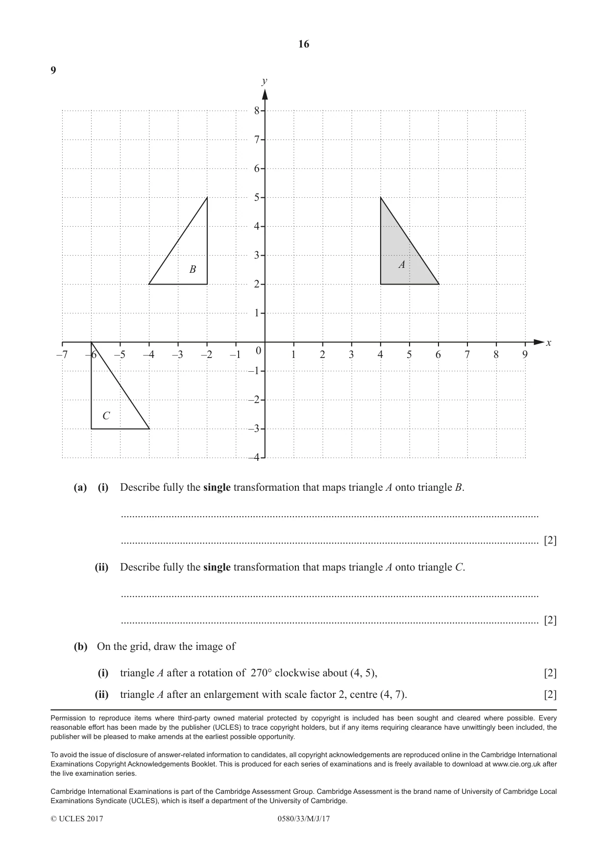 Cambridge IGCSE Mathematics 0580 2017 May/June Paper 3 · Variant 3 question paper, page 16 of 16
