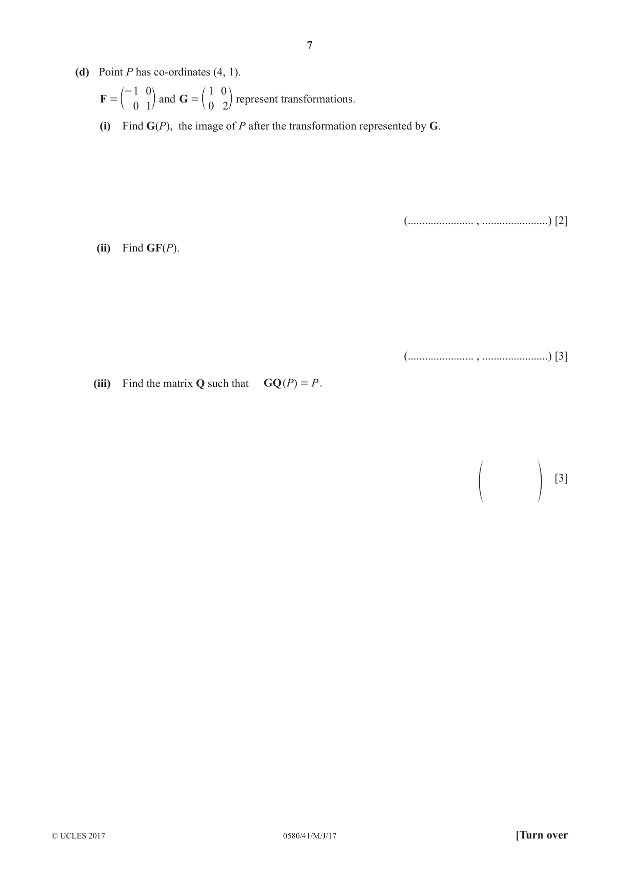 Cambridge IGCSE Mathematics 0580 2017 May/June Paper 4 · Variant 1 question paper, page 7 of 16