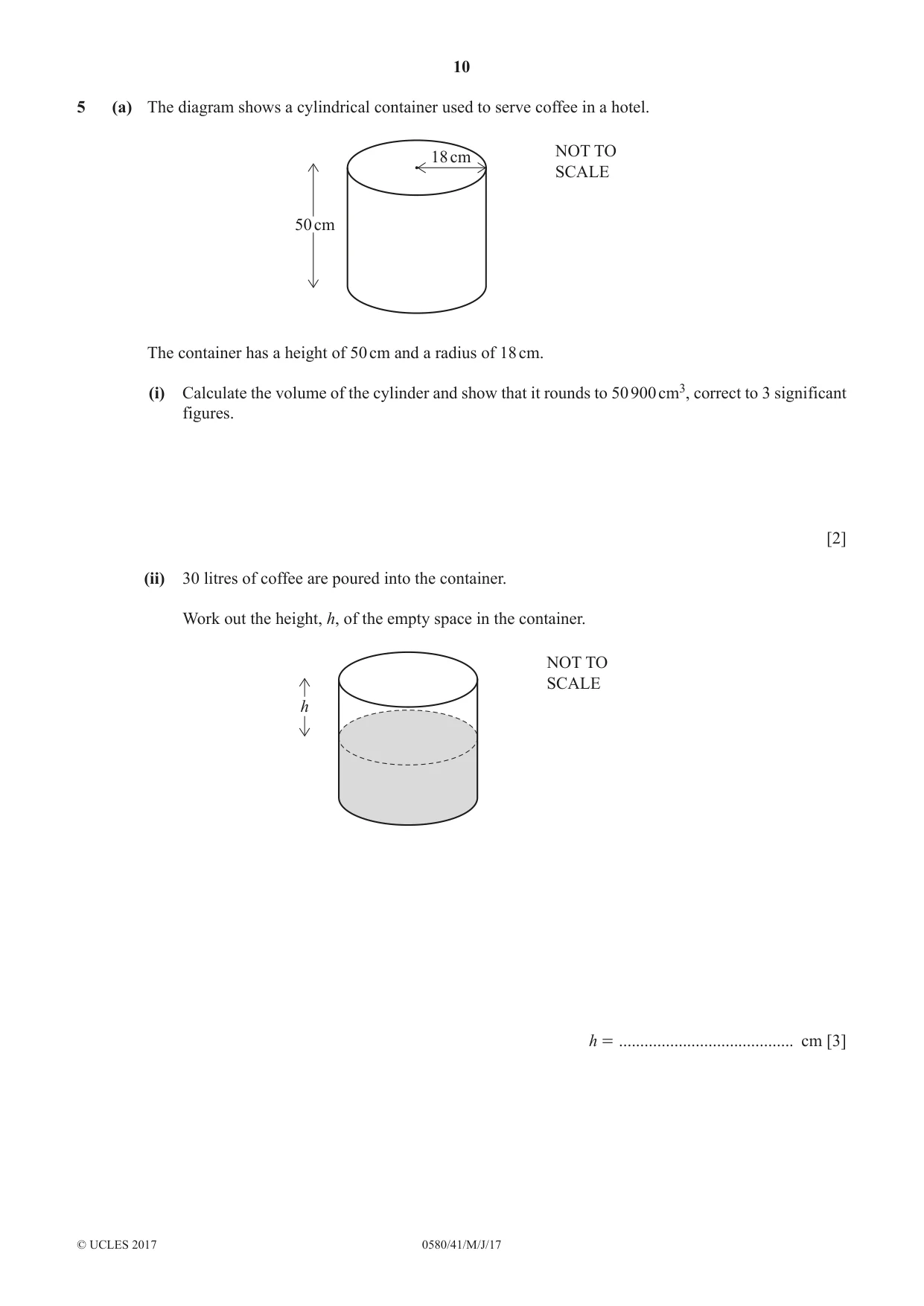 Cambridge IGCSE Mathematics 0580 2017 May/June Paper 4 · Variant 1 question paper, page 10 of 16