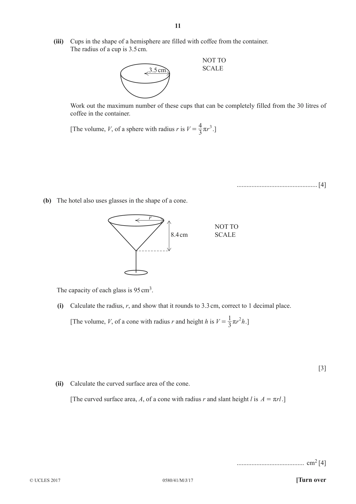 Cambridge IGCSE Mathematics 0580 2017 May/June Paper 4 · Variant 1 question paper, page 11 of 16