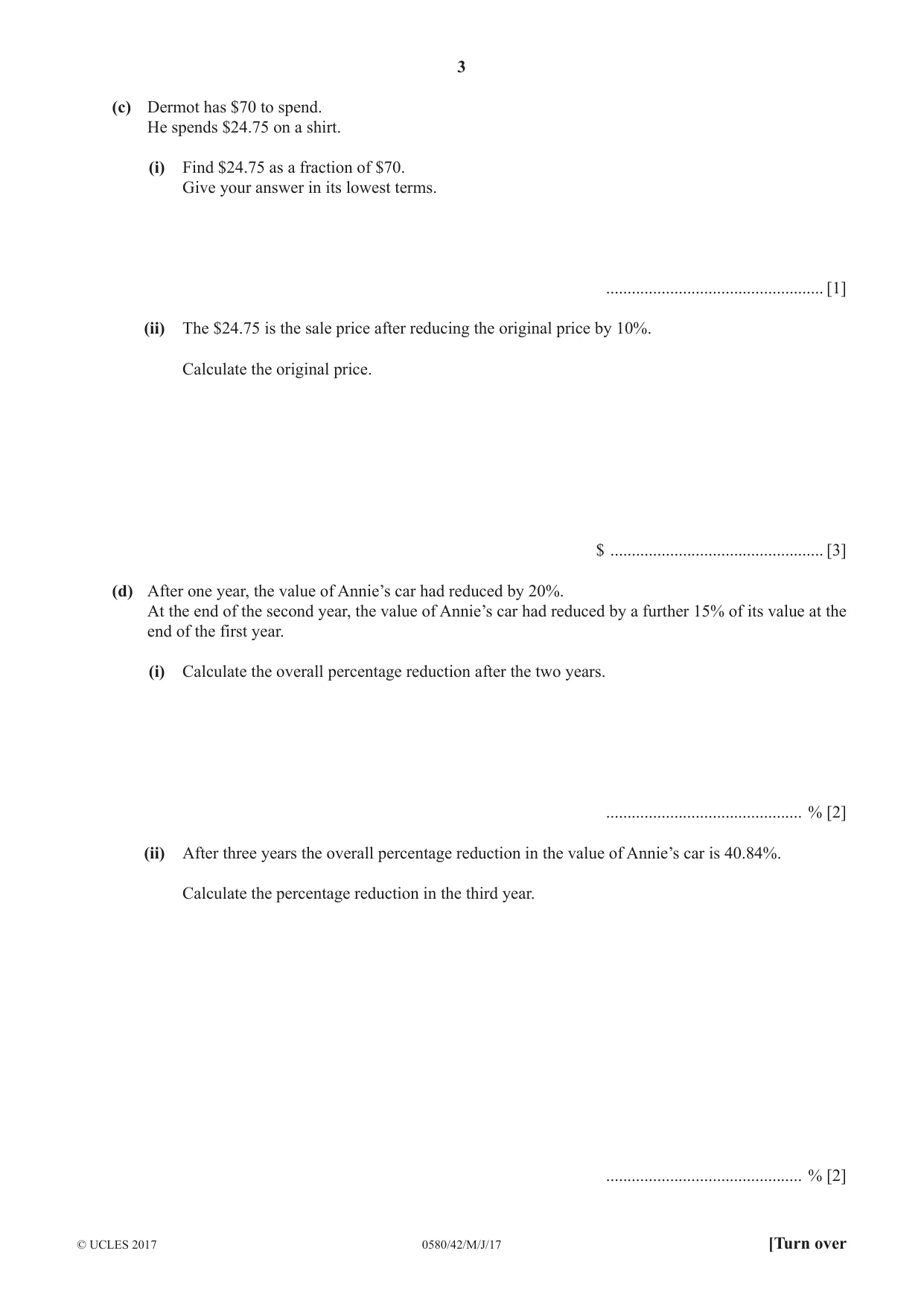 Cambridge IGCSE Mathematics 0580 2017 May/June Paper 4 · Variant 2 question paper, page 3 of 20