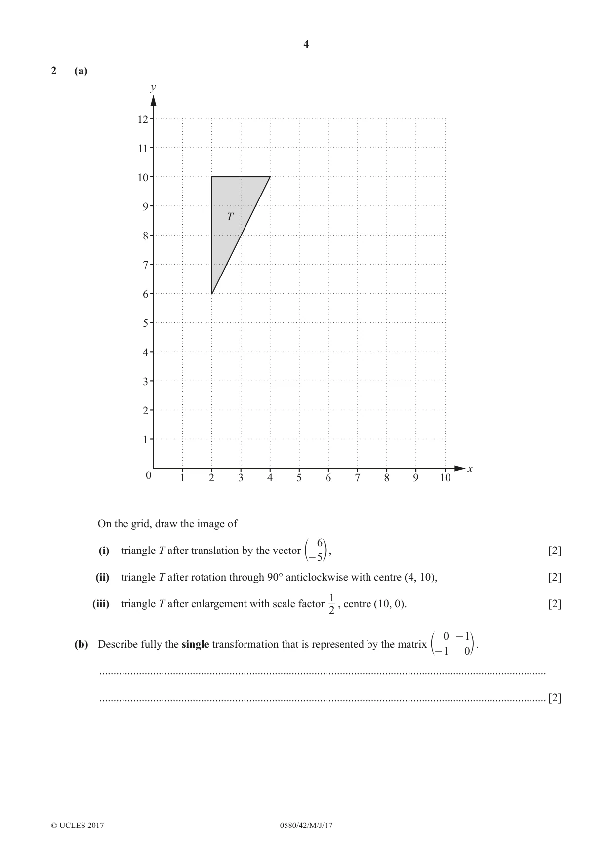 Cambridge IGCSE Mathematics 0580 2017 May/June Paper 4 · Variant 2 question paper, page 4 of 20