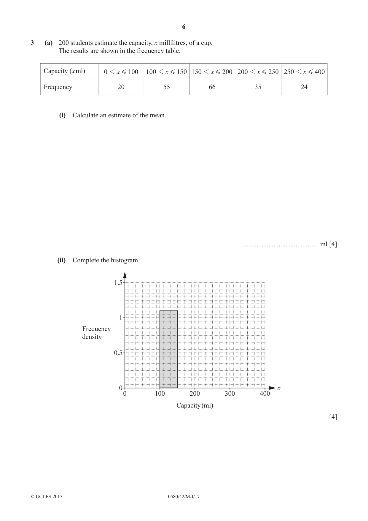 Cambridge IGCSE Mathematics 0580 2017 May/June Paper 4 · Variant 2 question paper, page 6 of 20