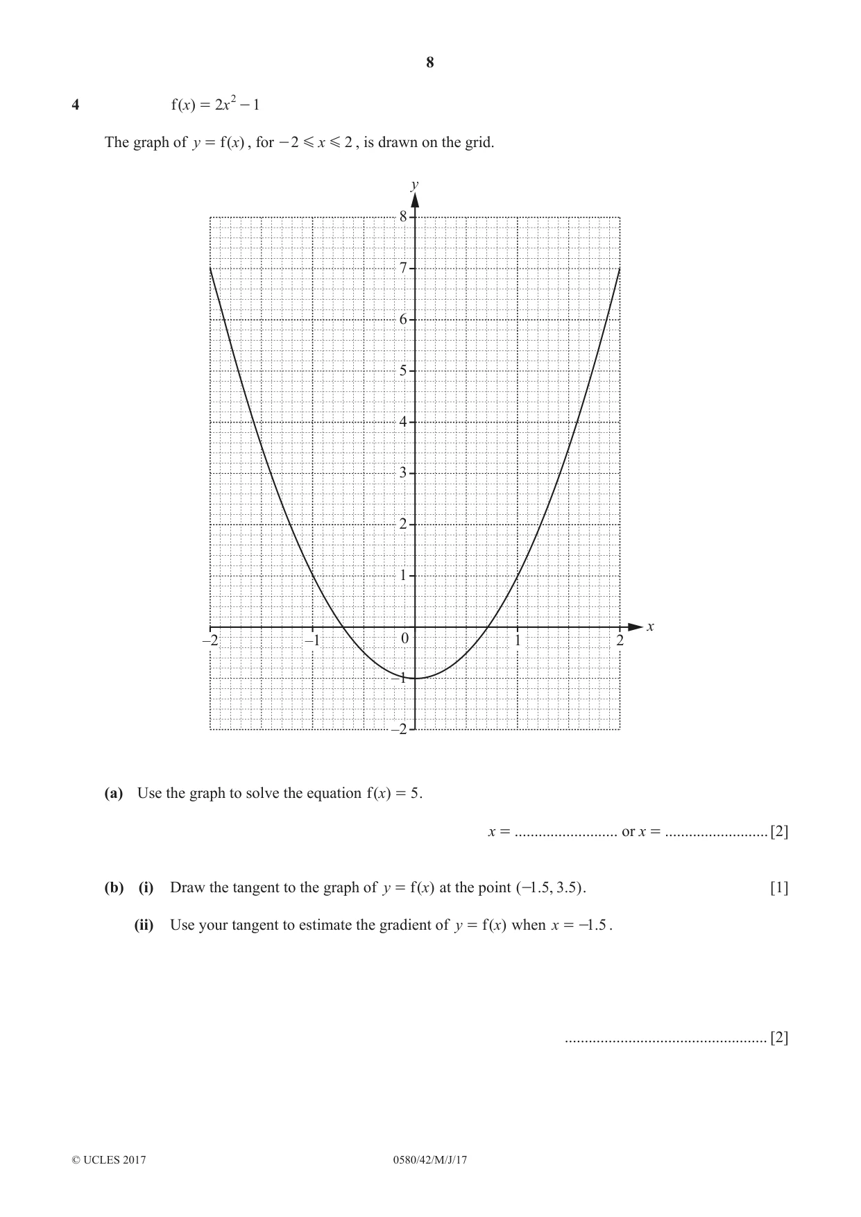 Cambridge IGCSE Mathematics 0580 2017 May/June Paper 4 · Variant 2 question paper, page 8 of 20