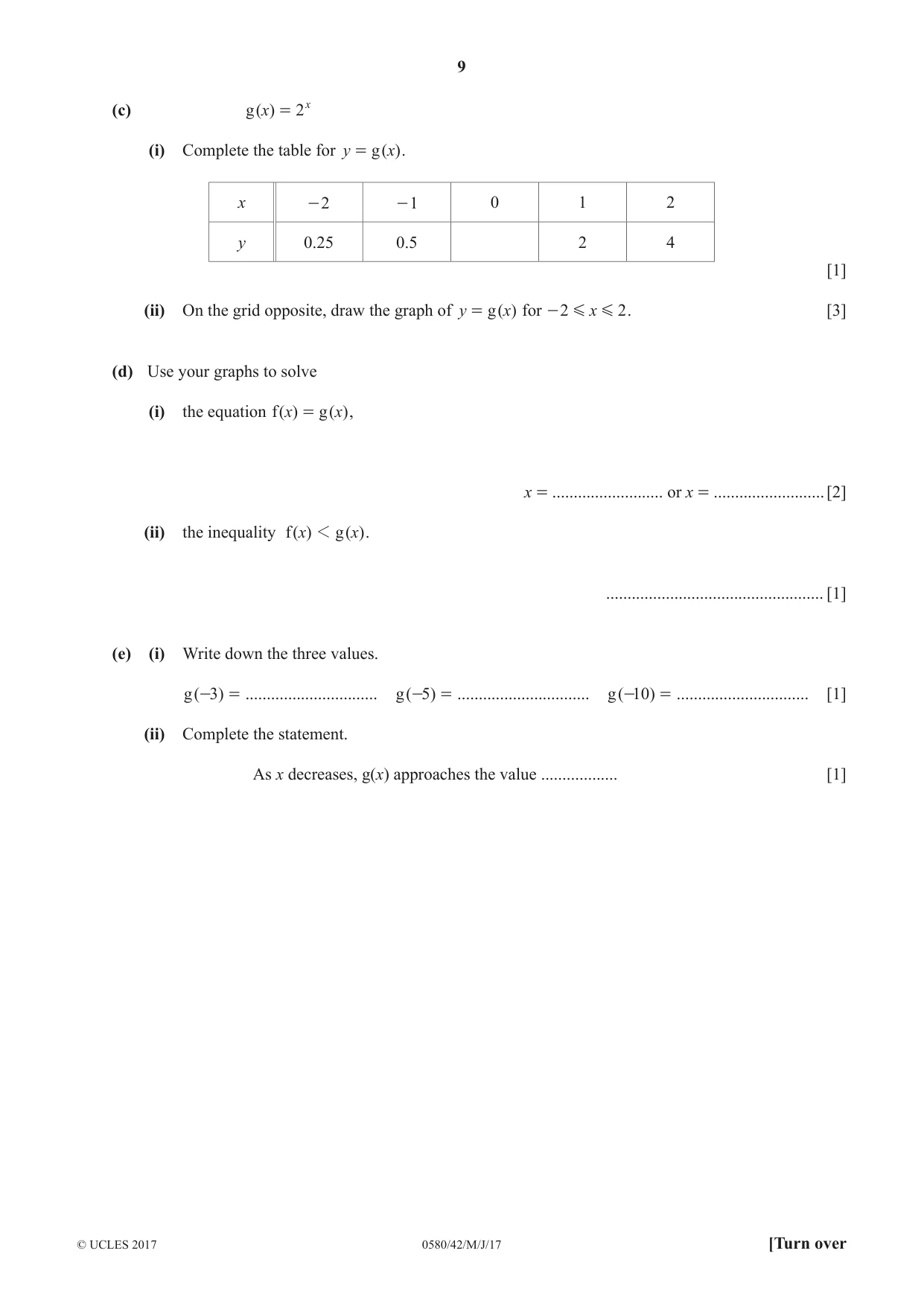 Cambridge IGCSE Mathematics 0580 2017 May/June Paper 4 · Variant 2 question paper, page 9 of 20