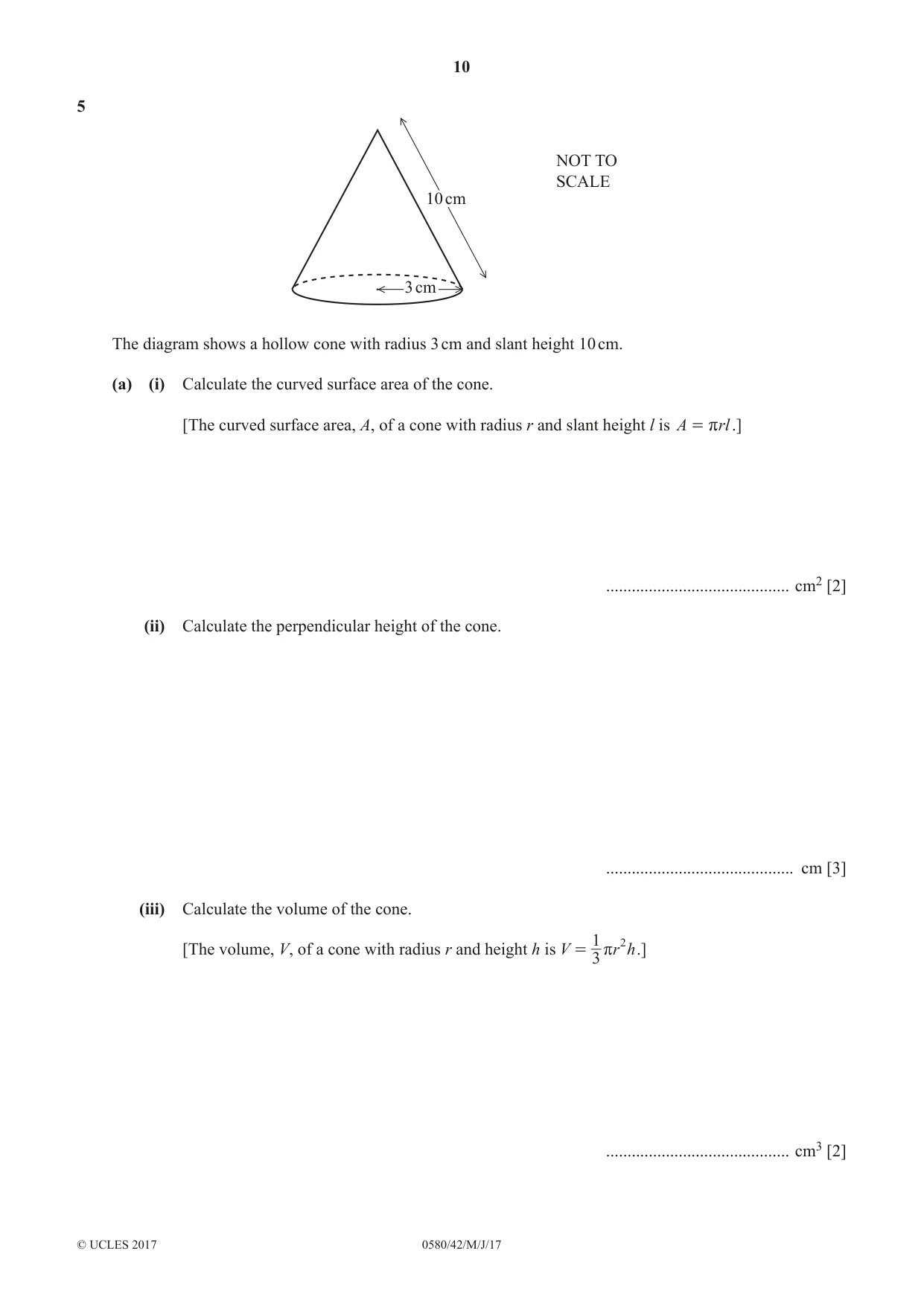 Cambridge IGCSE Mathematics 0580 2017 May/June Paper 4 · Variant 2 question paper, page 10 of 20