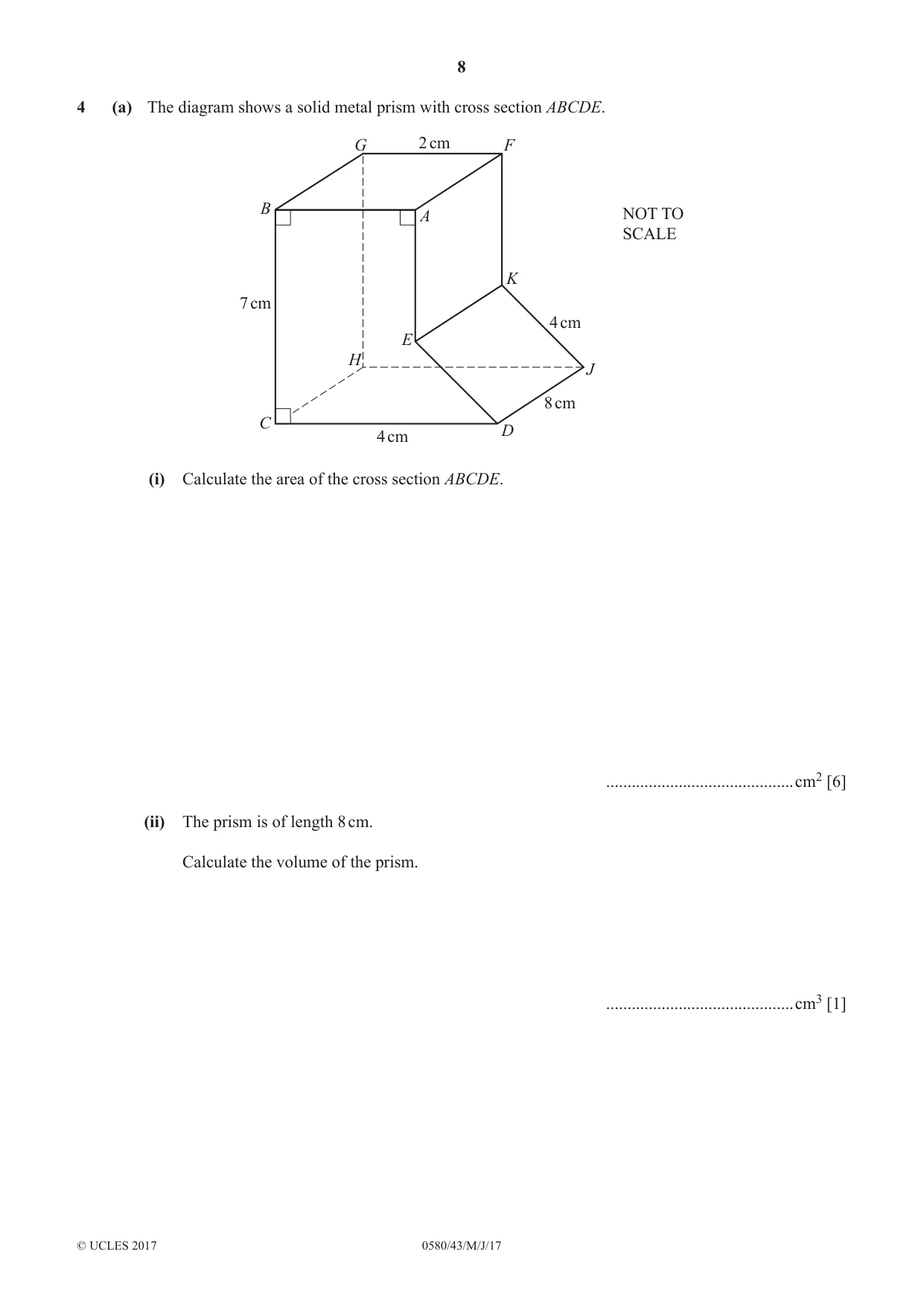 Cambridge IGCSE Mathematics 0580 2017 May/June Paper 4 · Variant 3 question paper, page 8 of 20