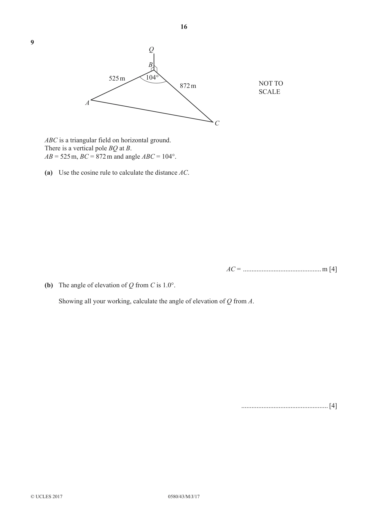 Cambridge IGCSE Mathematics 0580 2017 May/June Paper 4 · Variant 3 question paper, page 16 of 20