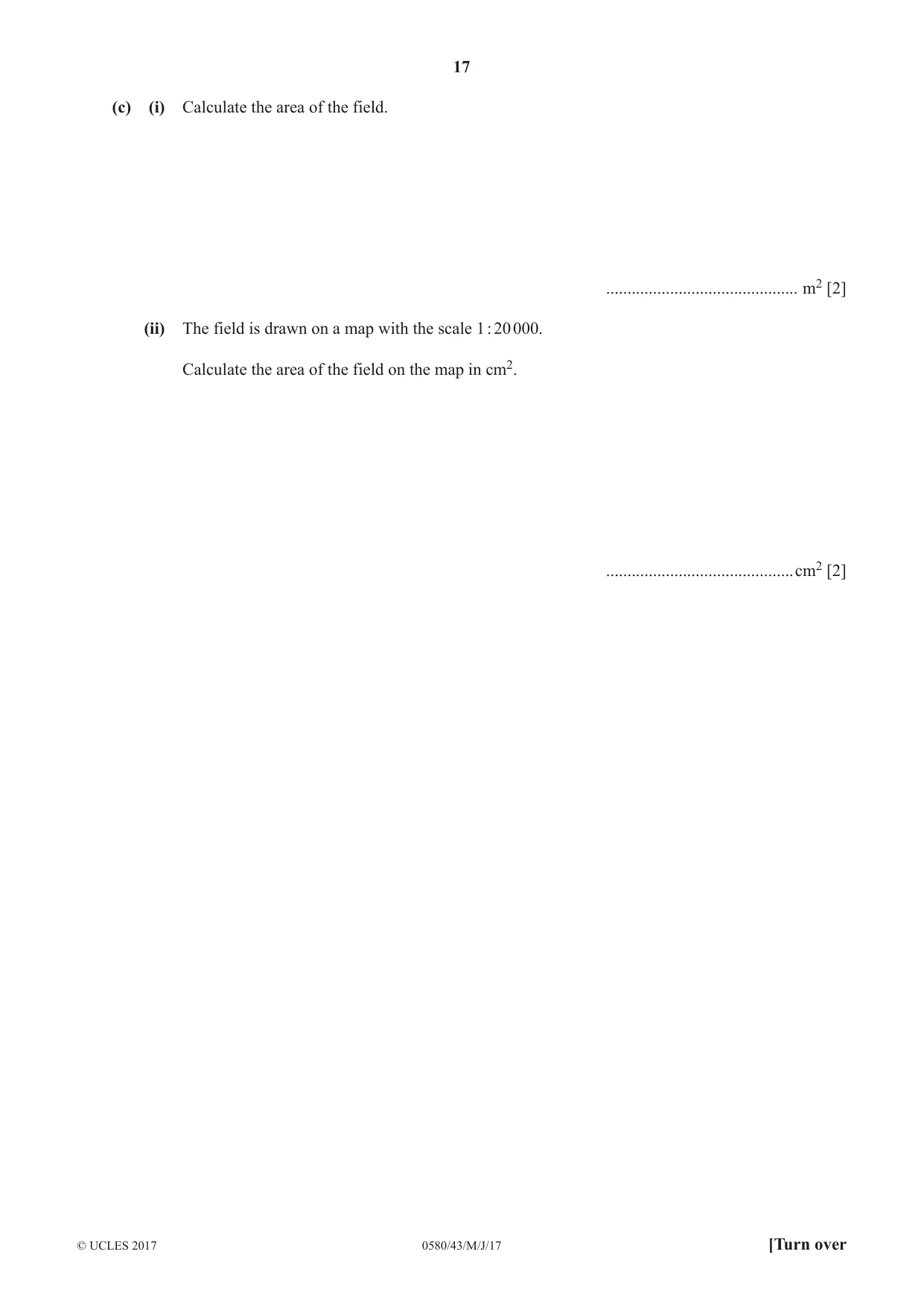 Cambridge IGCSE Mathematics 0580 2017 May/June Paper 4 · Variant 3 question paper, page 17 of 20