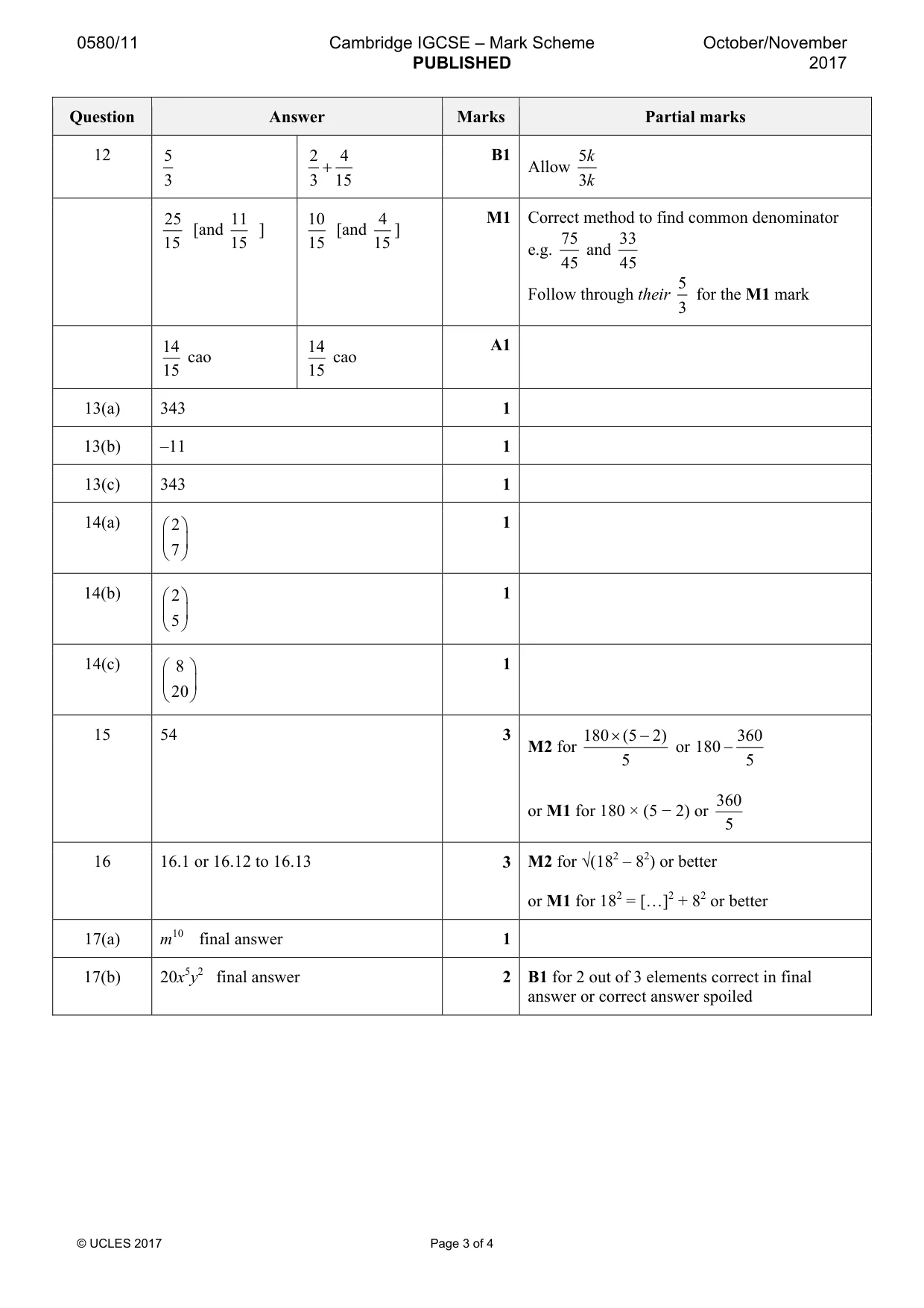 Mark scheme, page 3 of 4