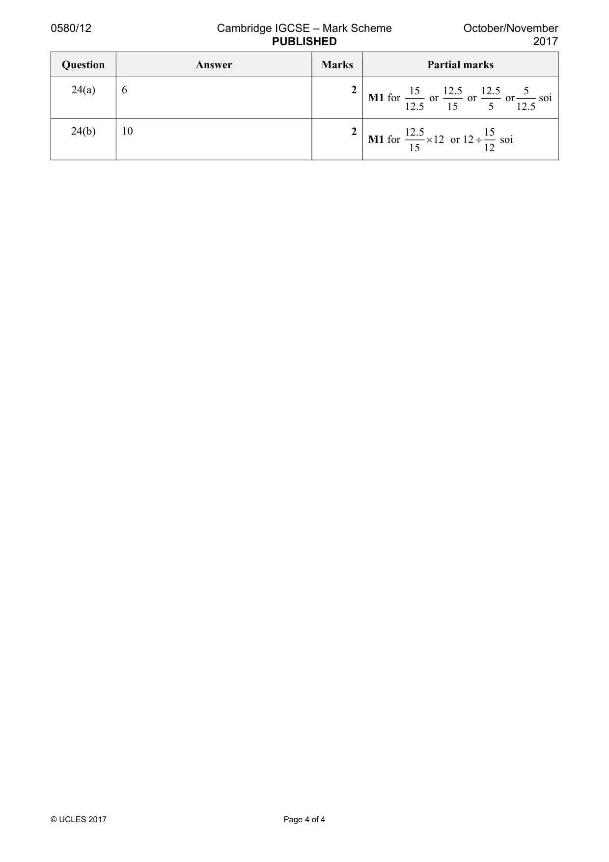 Mark scheme, page 4 of 4