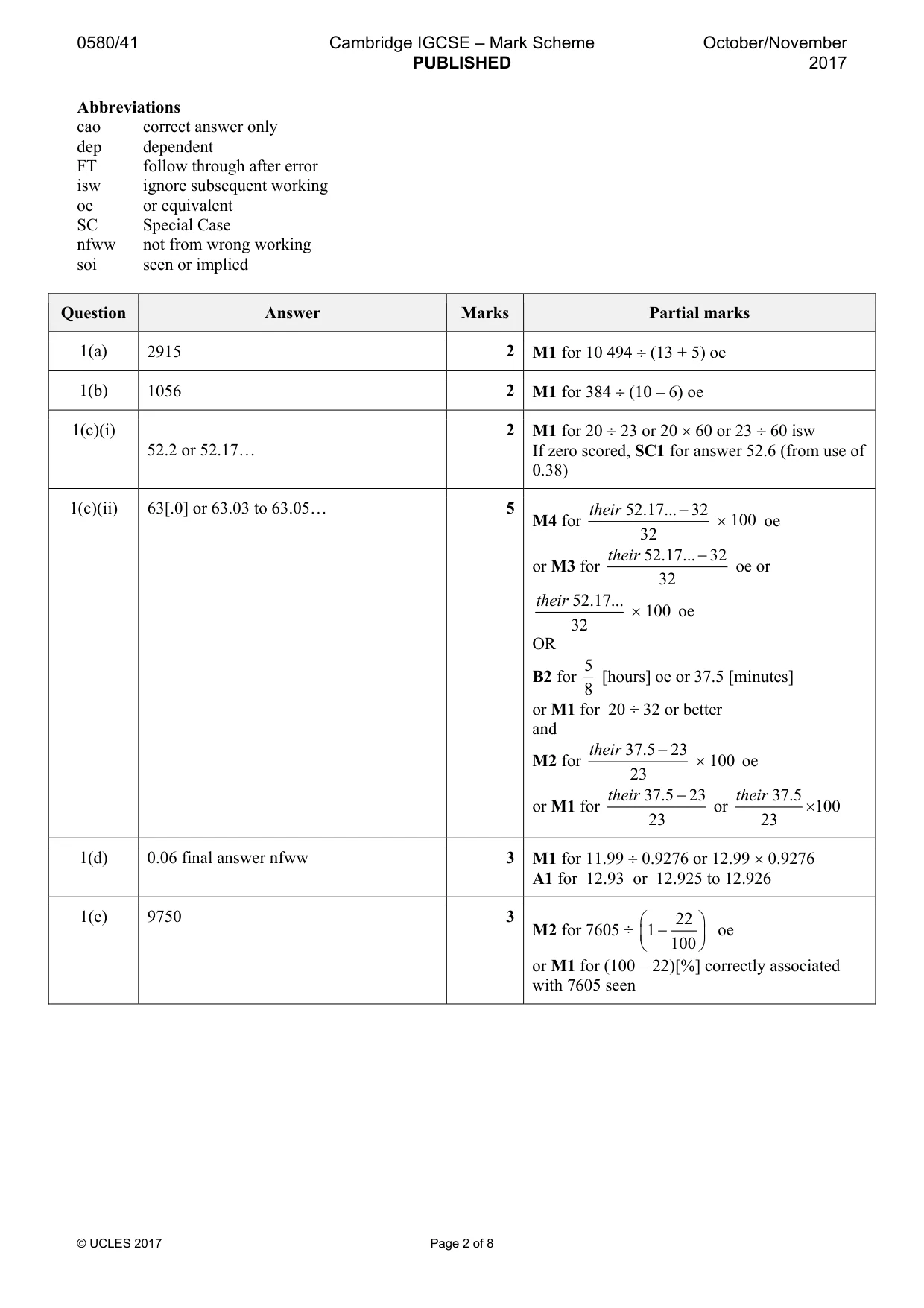 Mark scheme, page 2 of 8
