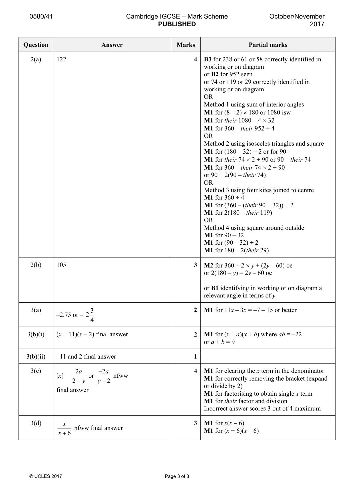 Mark scheme, page 3 of 8