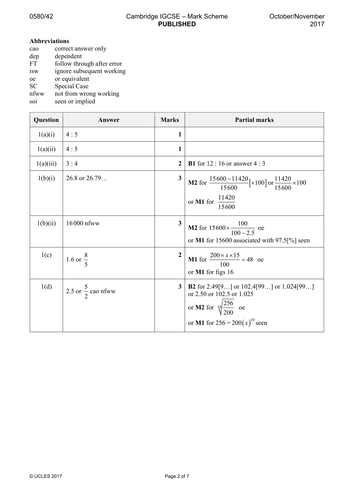 Mark scheme, page 2 of 7