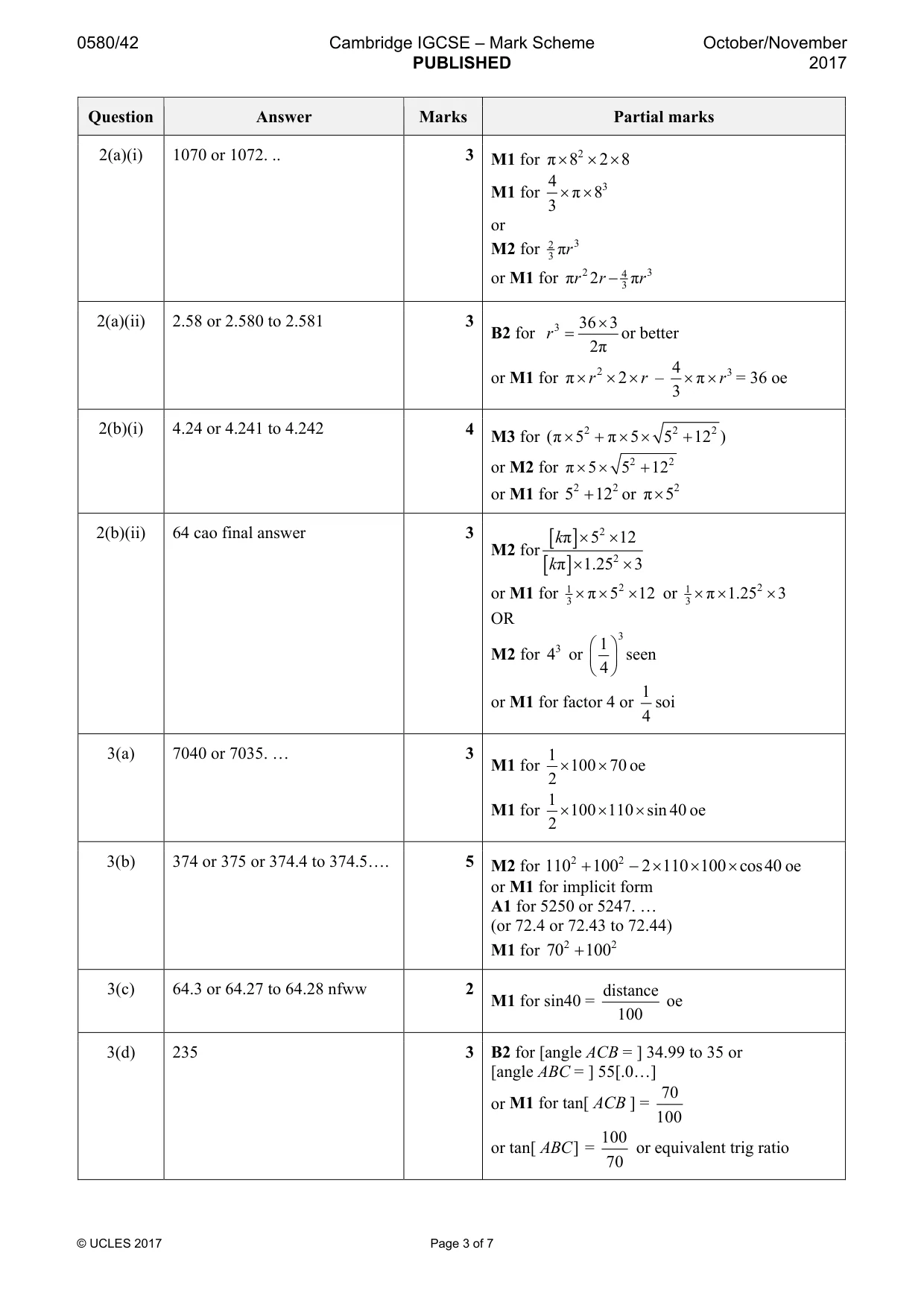 Mark scheme, page 3 of 7