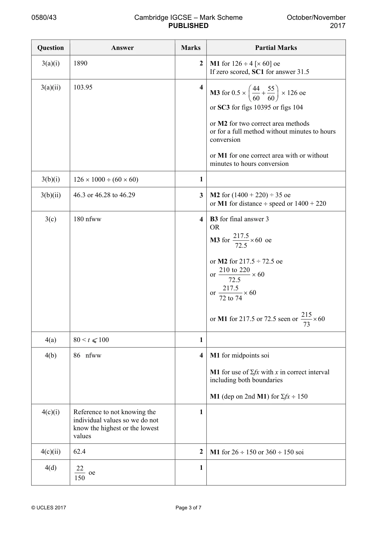 Mark scheme, page 3 of 7