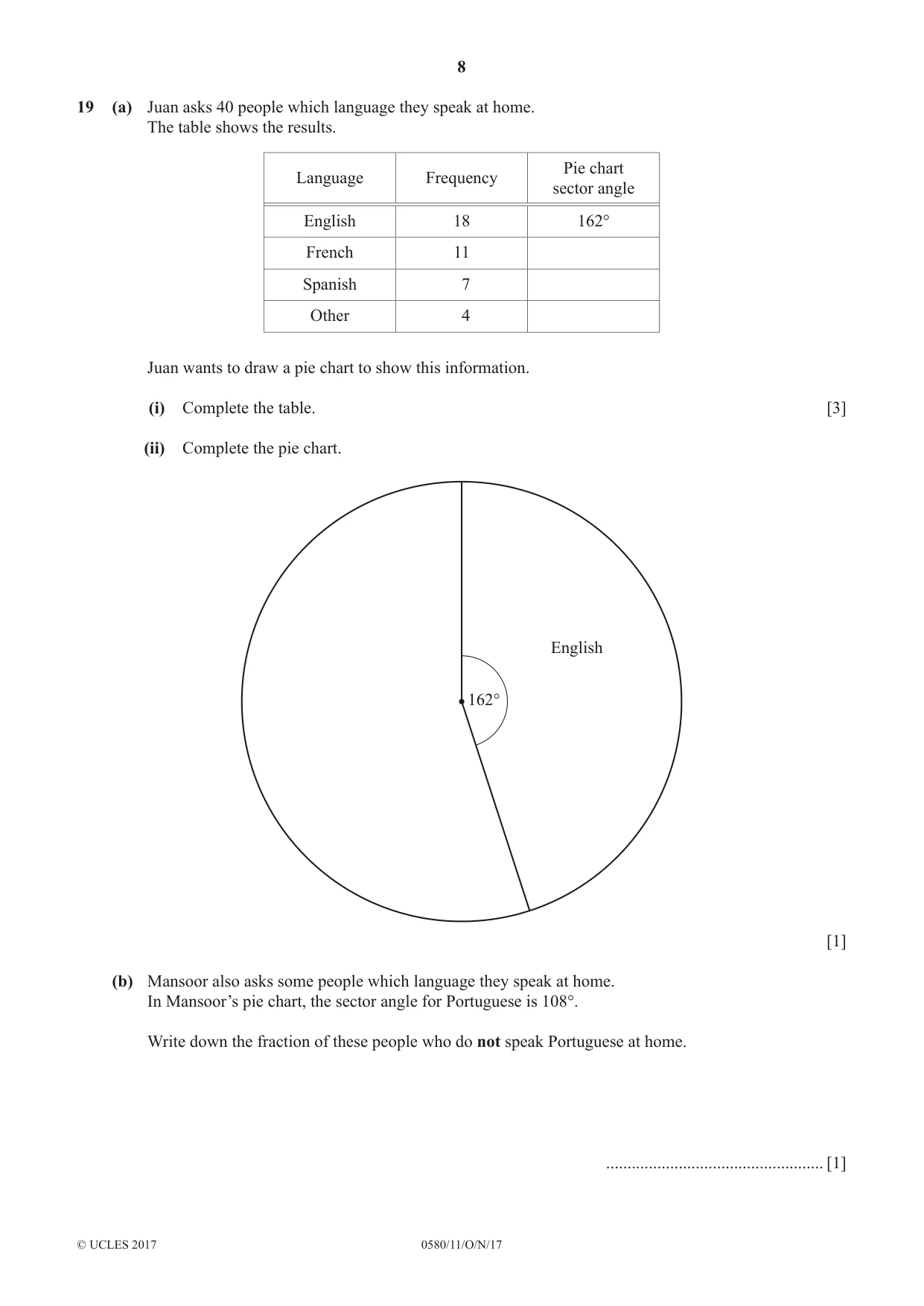 Cambridge IGCSE Mathematics 0580 2017 Oct/Nov Paper 1 · Variant 1 question paper, page 8 of 12