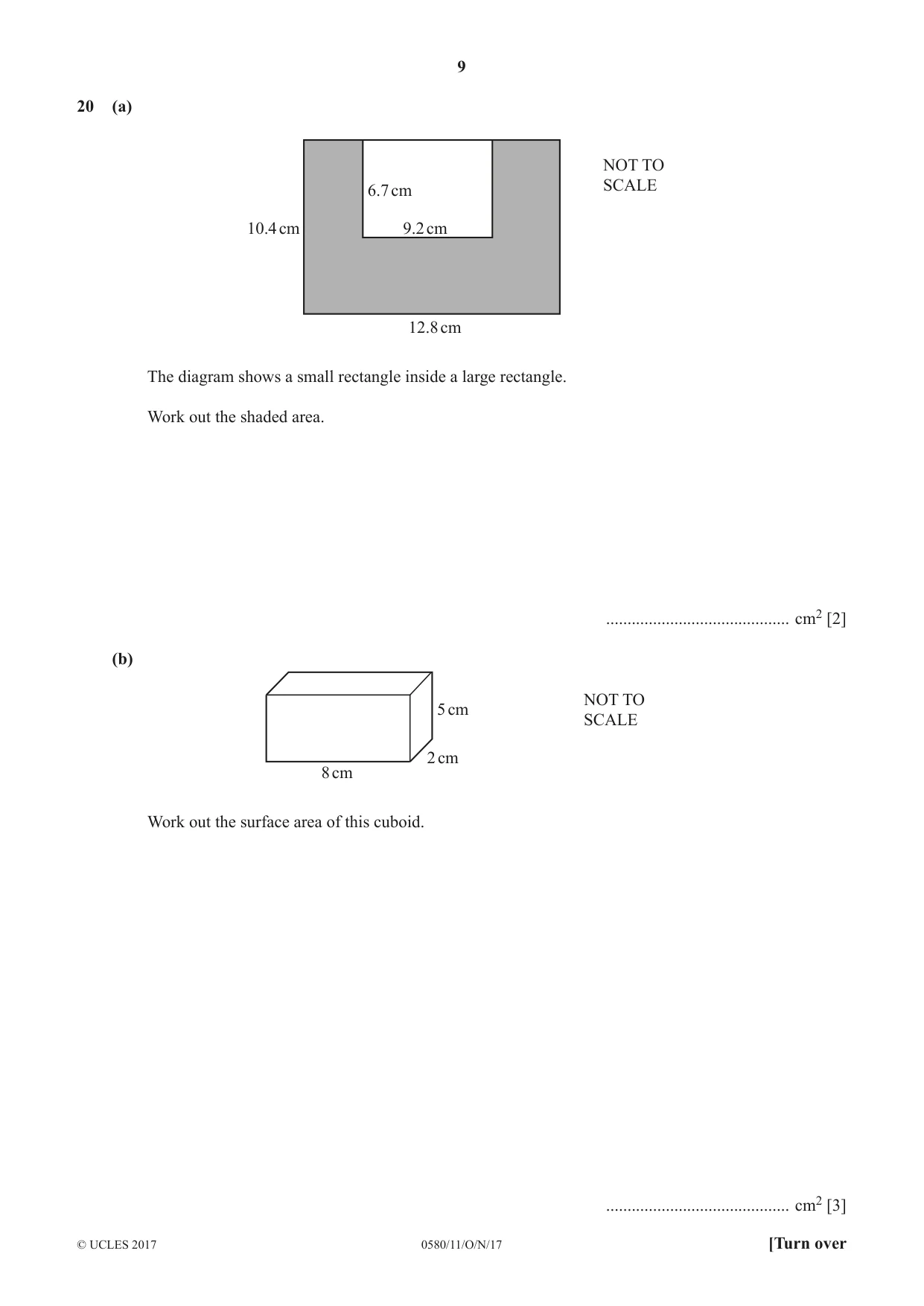 Cambridge IGCSE Mathematics 0580 2017 Oct/Nov Paper 1 · Variant 1 question paper, page 9 of 12