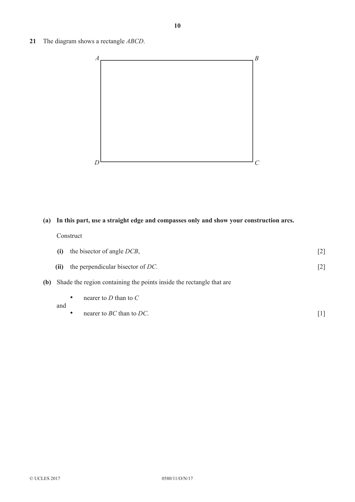 Cambridge IGCSE Mathematics 0580 2017 Oct/Nov Paper 1 · Variant 1 question paper, page 10 of 12