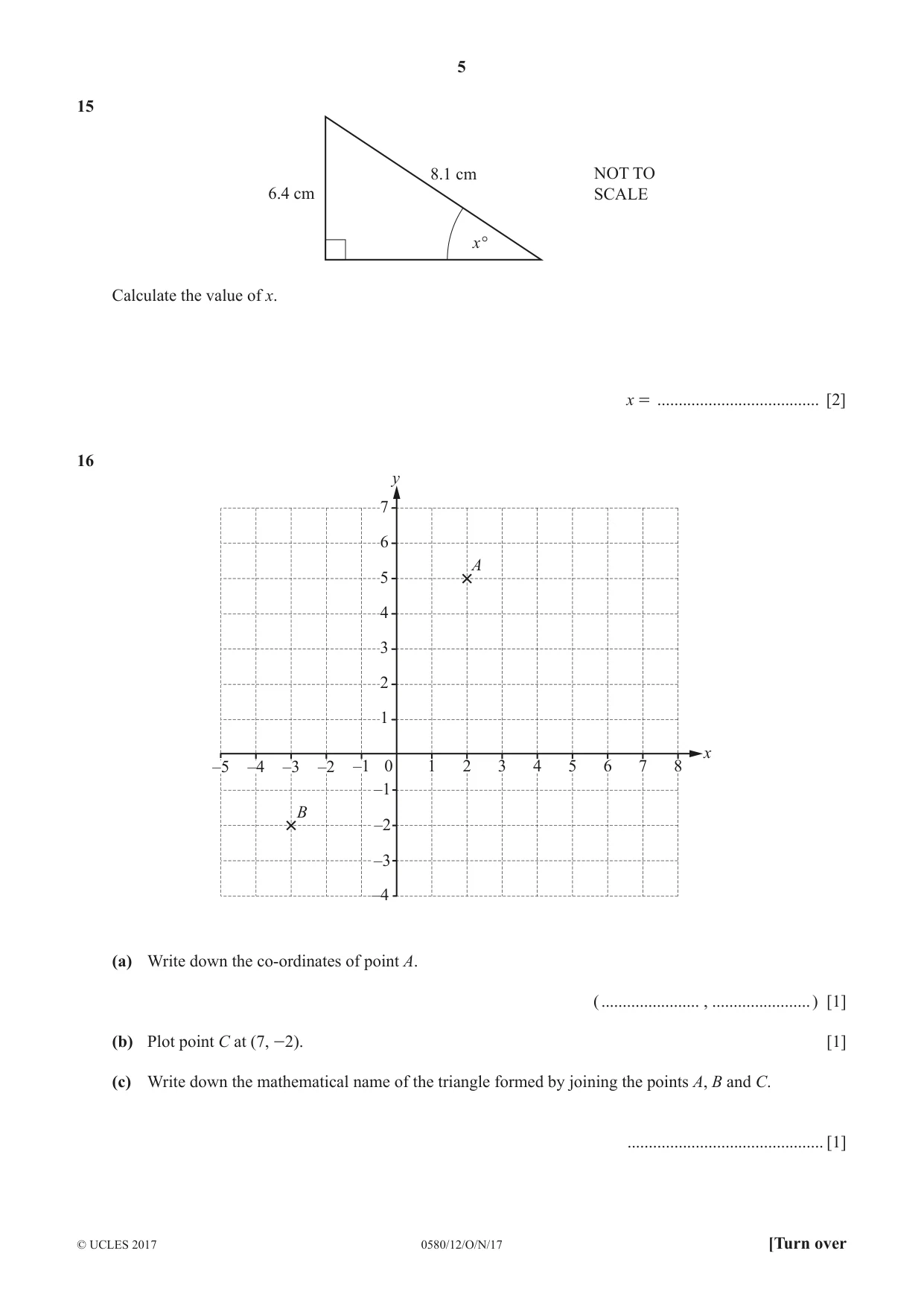 Cambridge IGCSE Mathematics 0580 2017 Oct/Nov Paper 1 · Variant 2 question paper, page 5 of 12