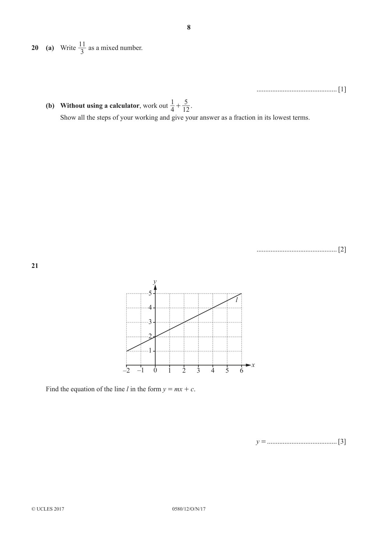 Cambridge IGCSE Mathematics 0580 2017 Oct/Nov Paper 1 · Variant 2 question paper, page 8 of 12