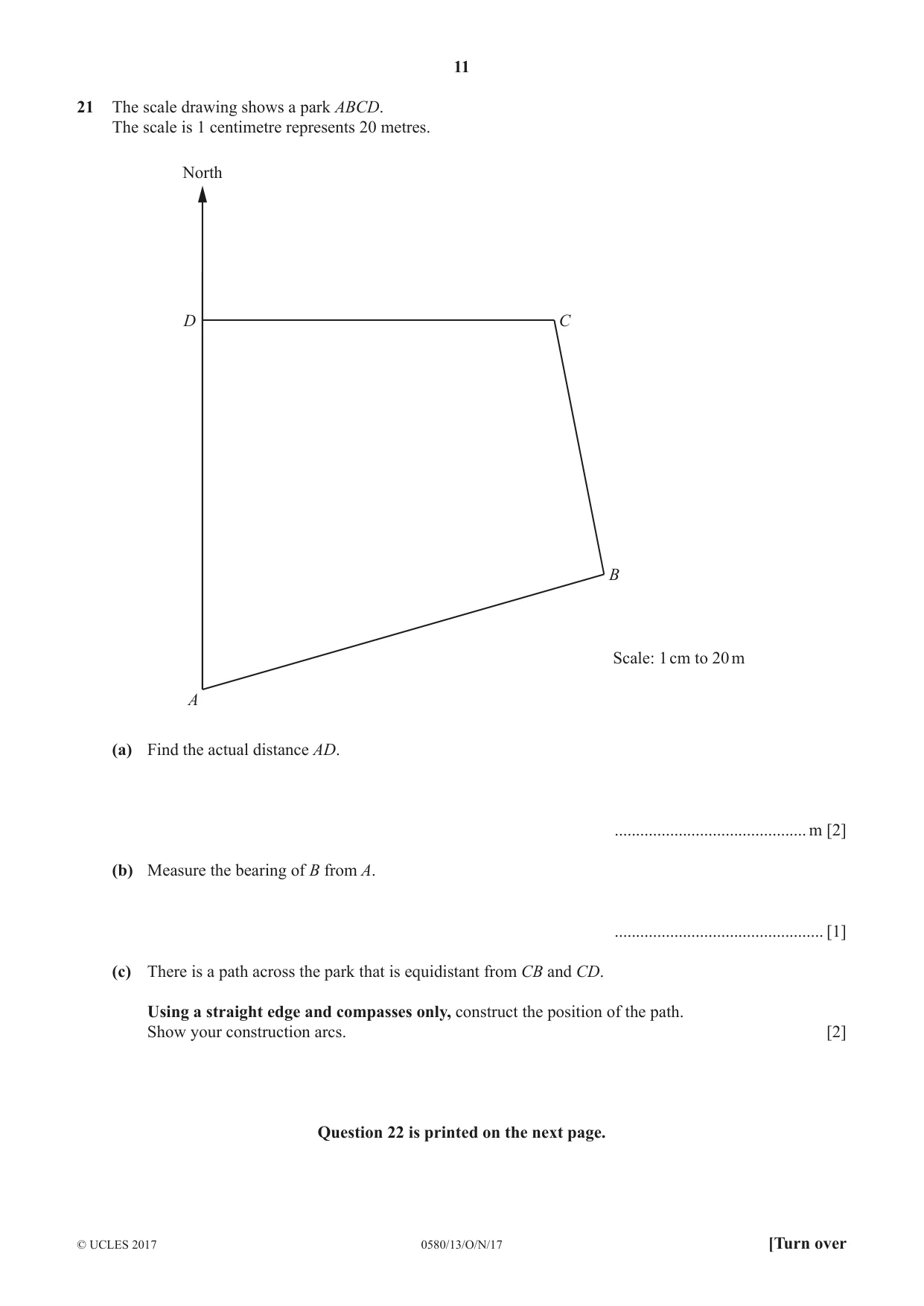 Cambridge IGCSE Mathematics 0580 2017 Oct/Nov Paper 1 · Variant 3 question paper, page 11 of 12