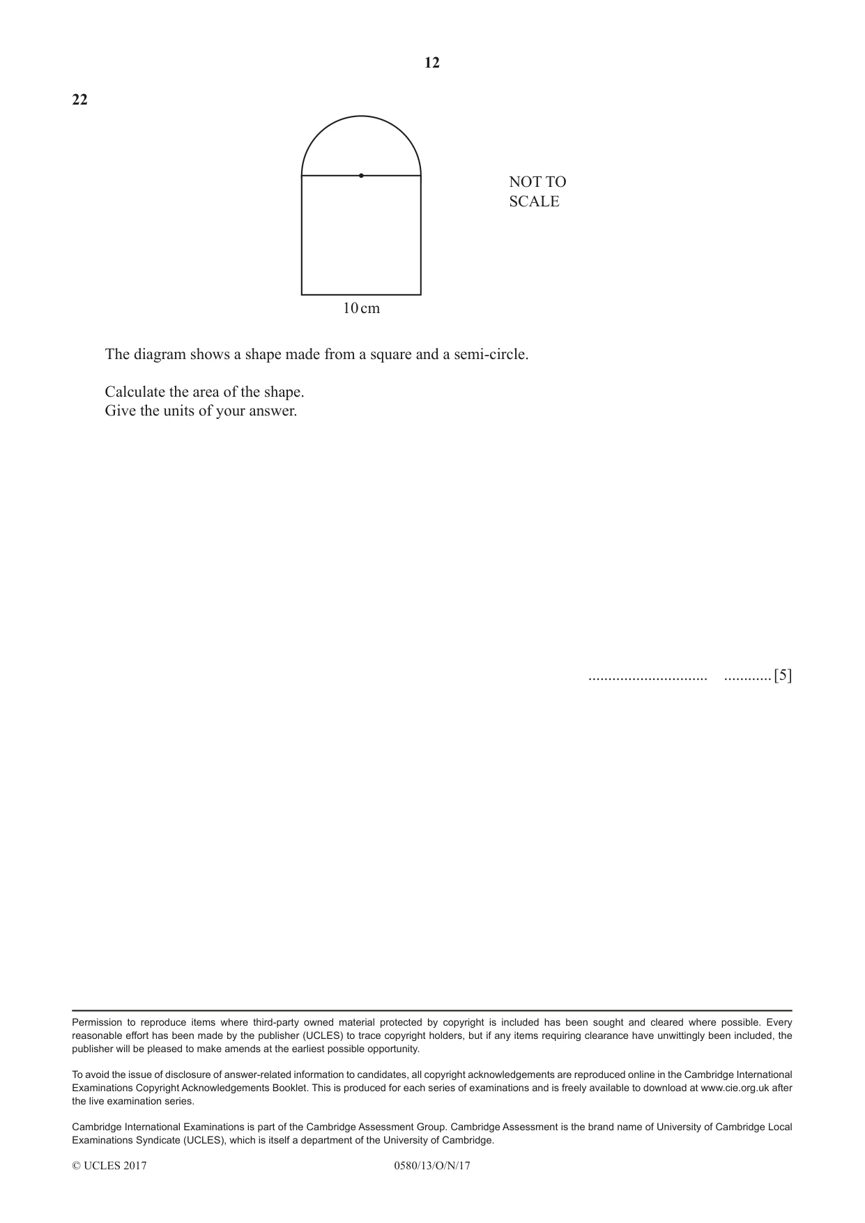 Cambridge IGCSE Mathematics 0580 2017 Oct/Nov Paper 1 · Variant 3 question paper, page 12 of 12