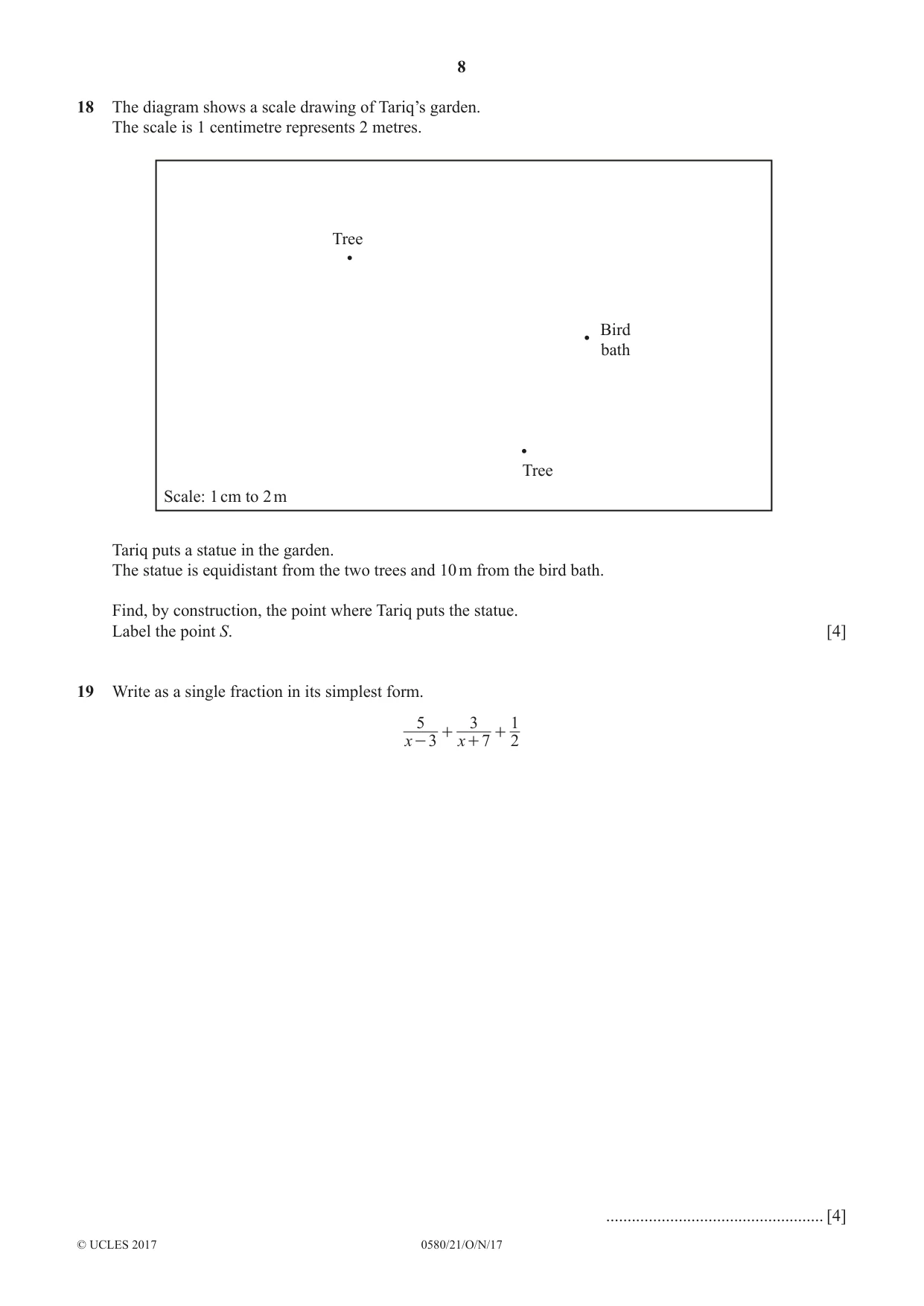 Cambridge IGCSE Mathematics 0580 2017 Oct/Nov Paper 2 · Variant 1 question paper, page 8 of 12
