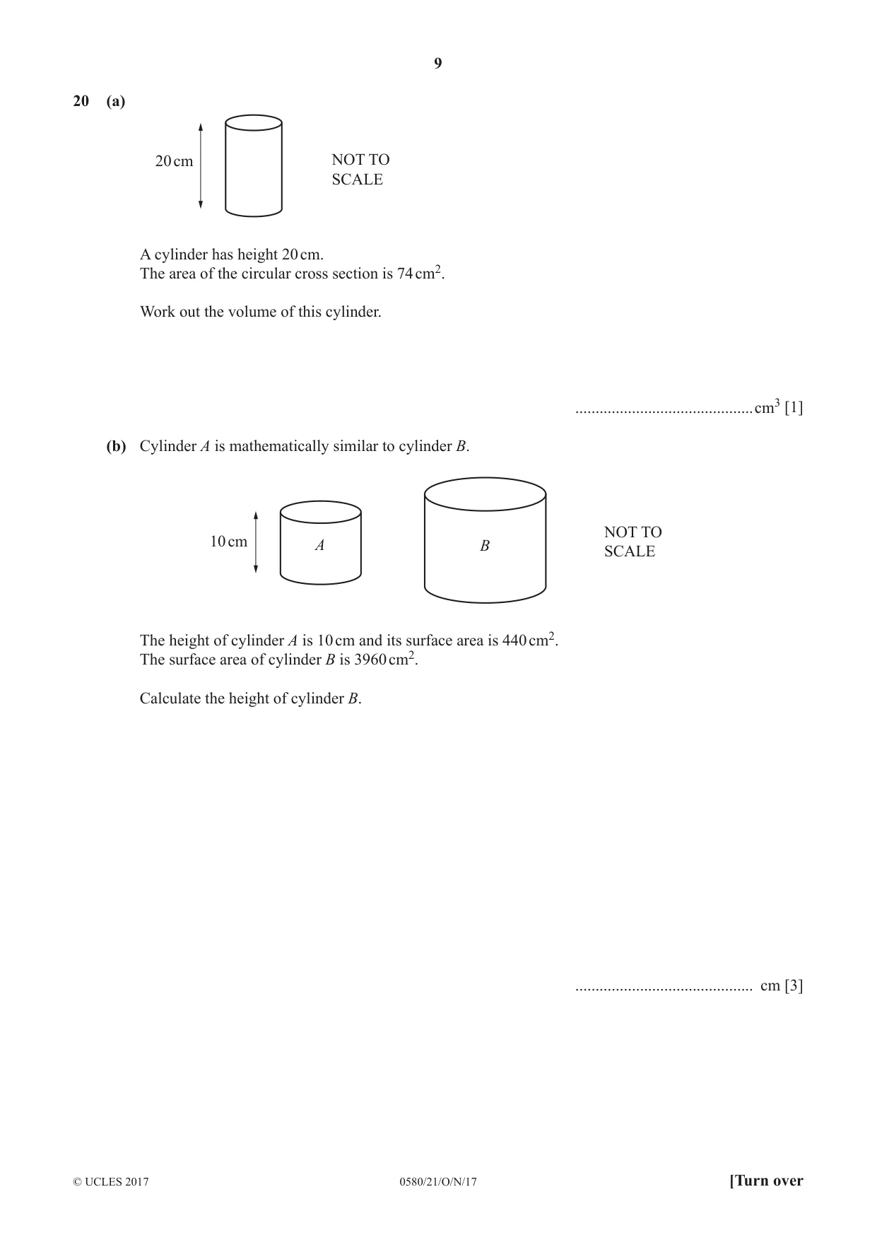 Cambridge IGCSE Mathematics 0580 2017 Oct/Nov Paper 2 · Variant 1 question paper, page 9 of 12