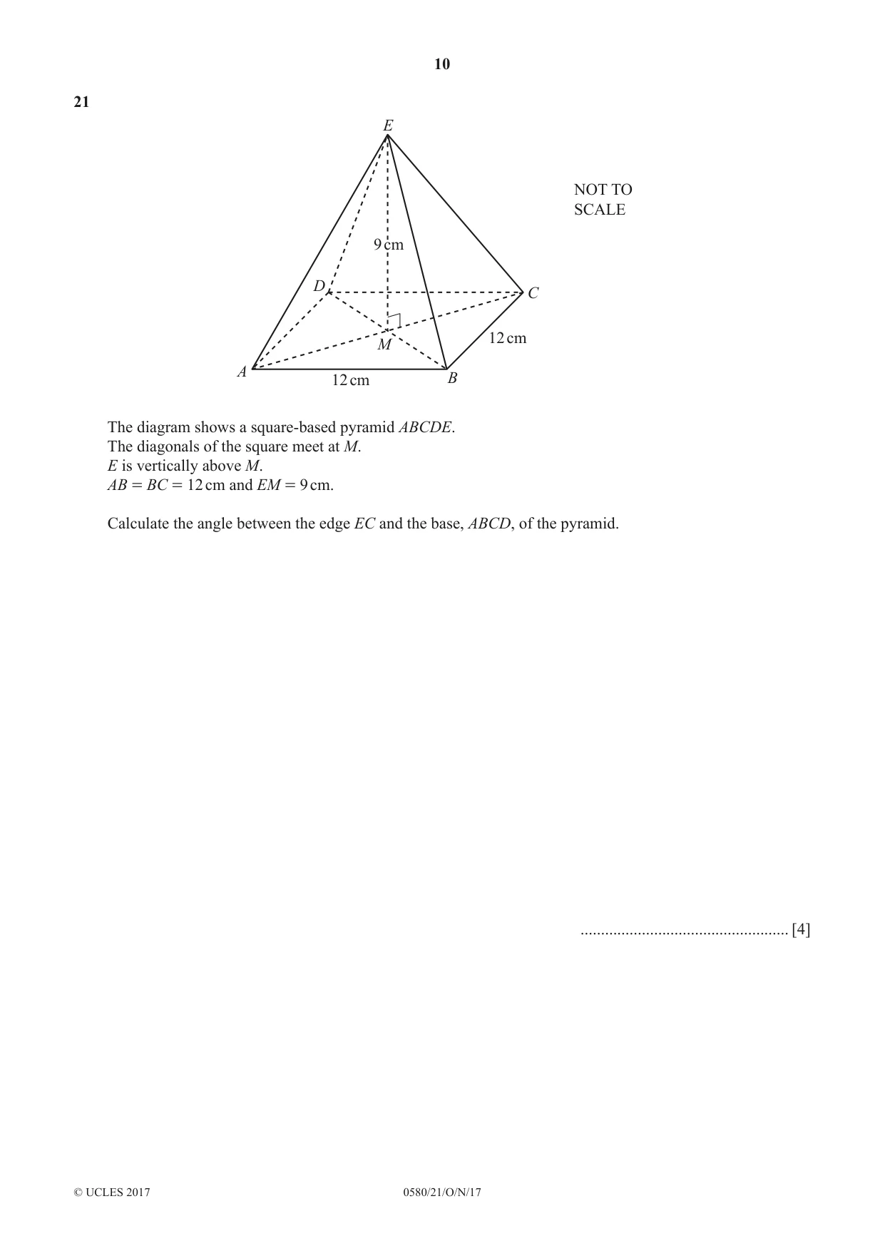 Cambridge IGCSE Mathematics 0580 2017 Oct/Nov Paper 2 · Variant 1 question paper, page 10 of 12
