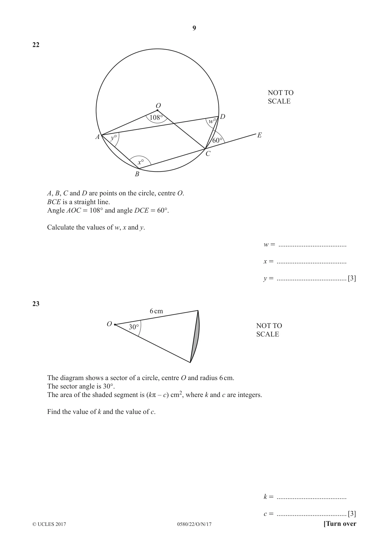 Cambridge IGCSE Mathematics 0580 2017 Oct/Nov Paper 2 · Variant 2 question paper, page 9 of 12