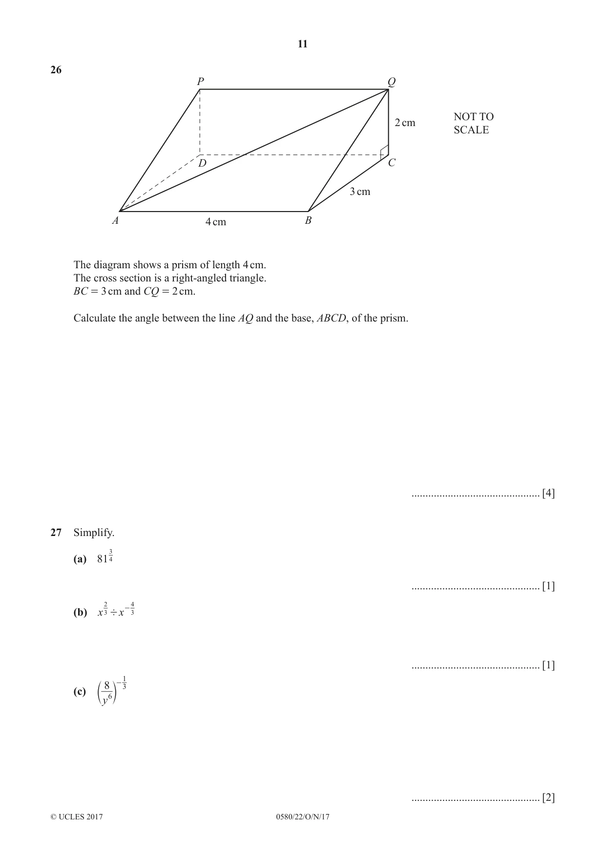 Cambridge IGCSE Mathematics 0580 2017 Oct/Nov Paper 2 · Variant 2 question paper, page 11 of 12