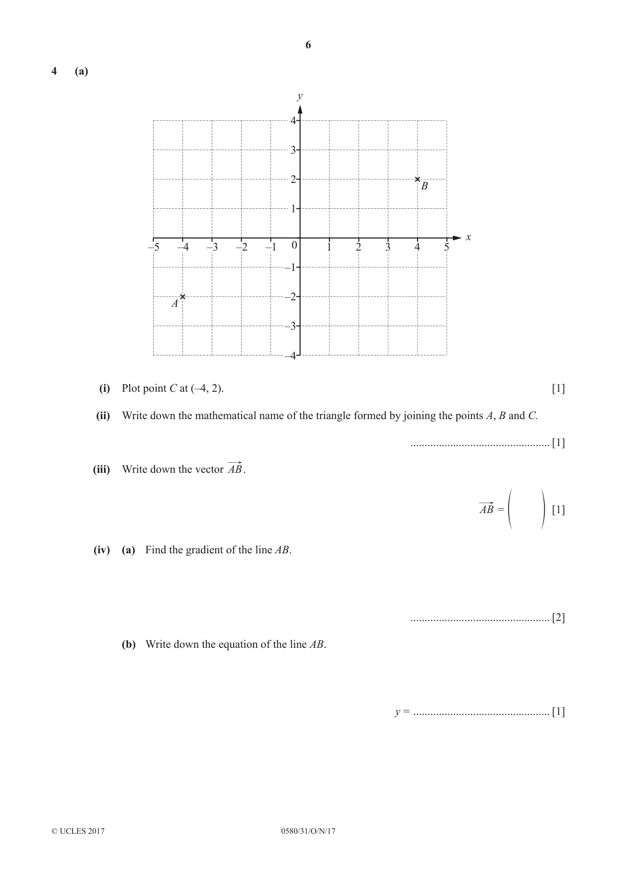 Cambridge IGCSE Mathematics 0580 2017 Oct/Nov Paper 3 · Variant 1 question paper, page 6 of 16