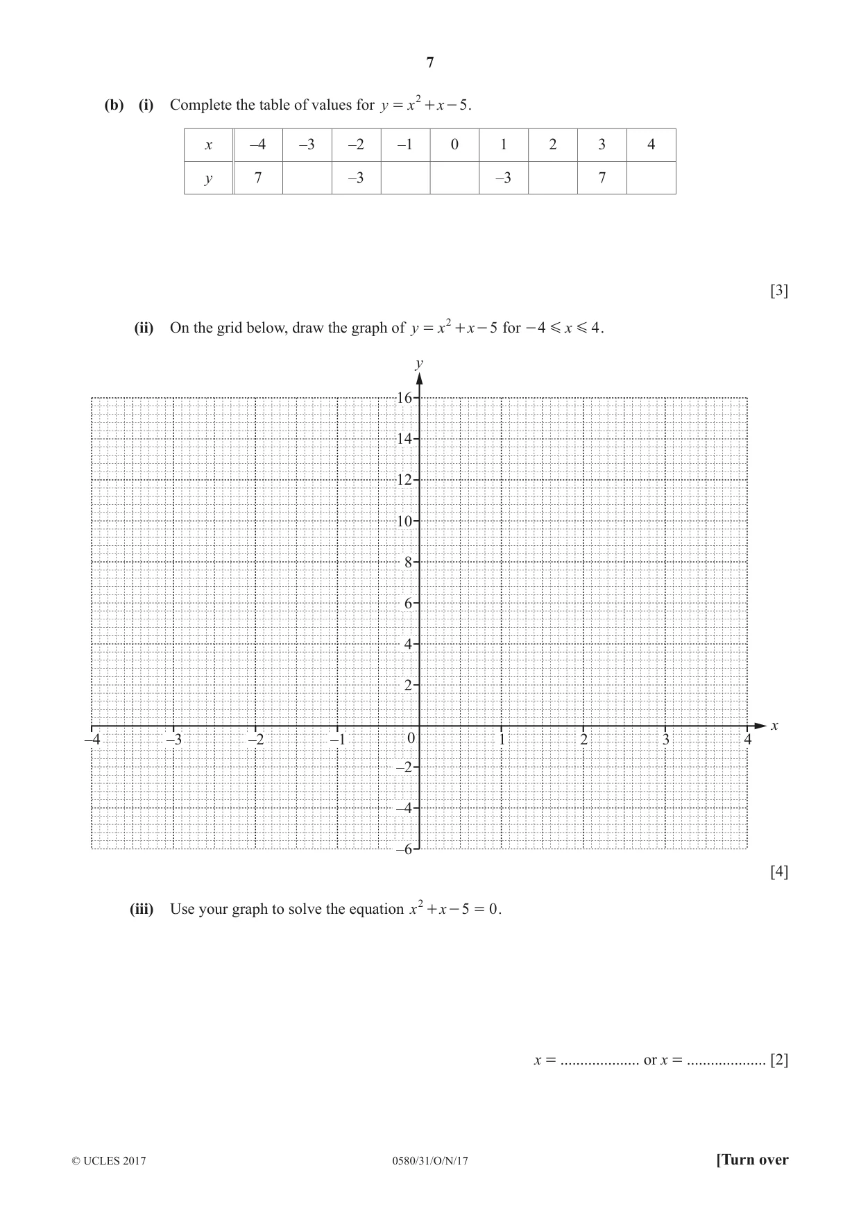 Cambridge IGCSE Mathematics 0580 2017 Oct/Nov Paper 3 · Variant 1 question paper, page 7 of 16