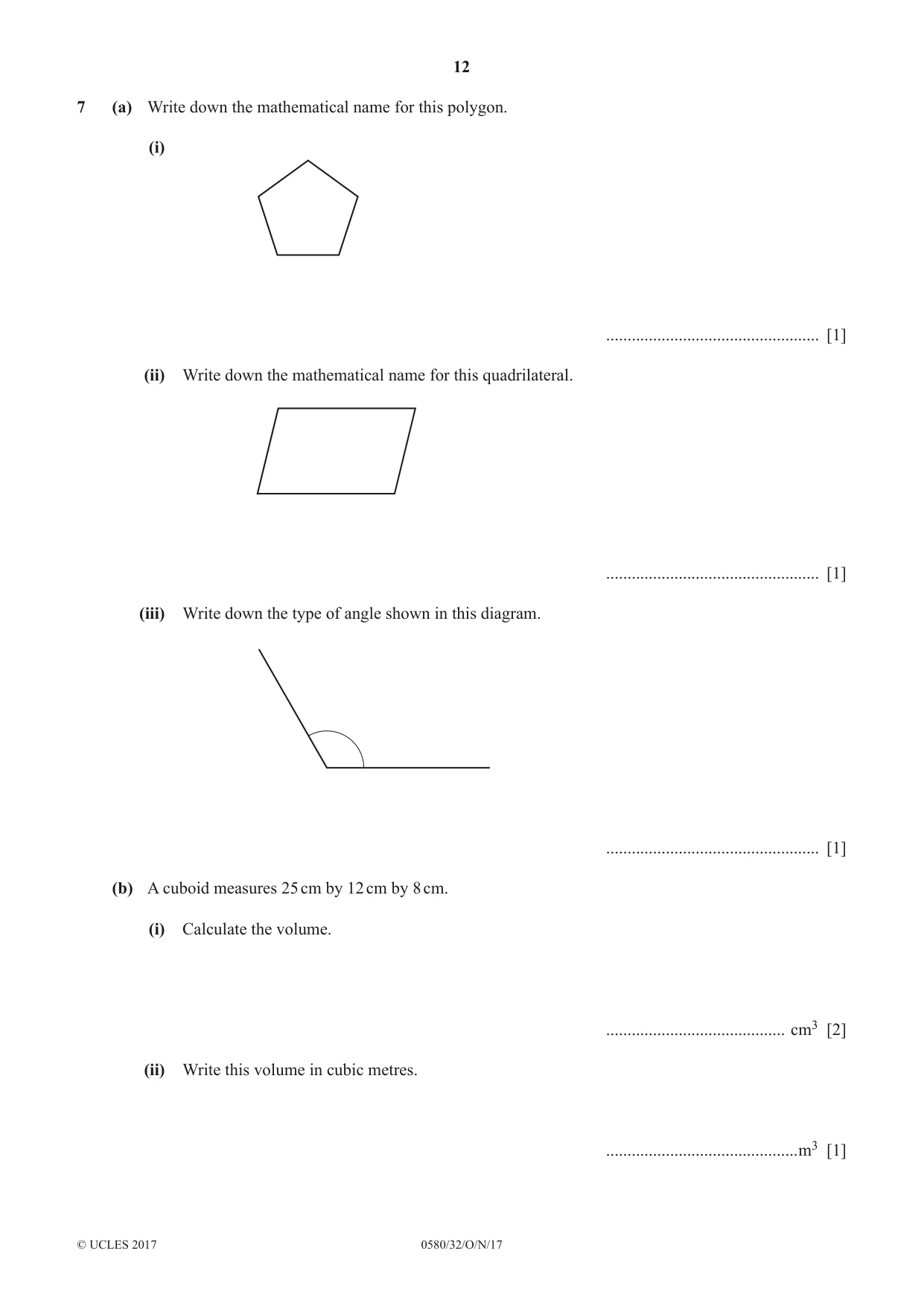 Cambridge IGCSE Mathematics 0580 2017 Oct/Nov Paper 3 · Variant 2 question paper, page 12 of 16