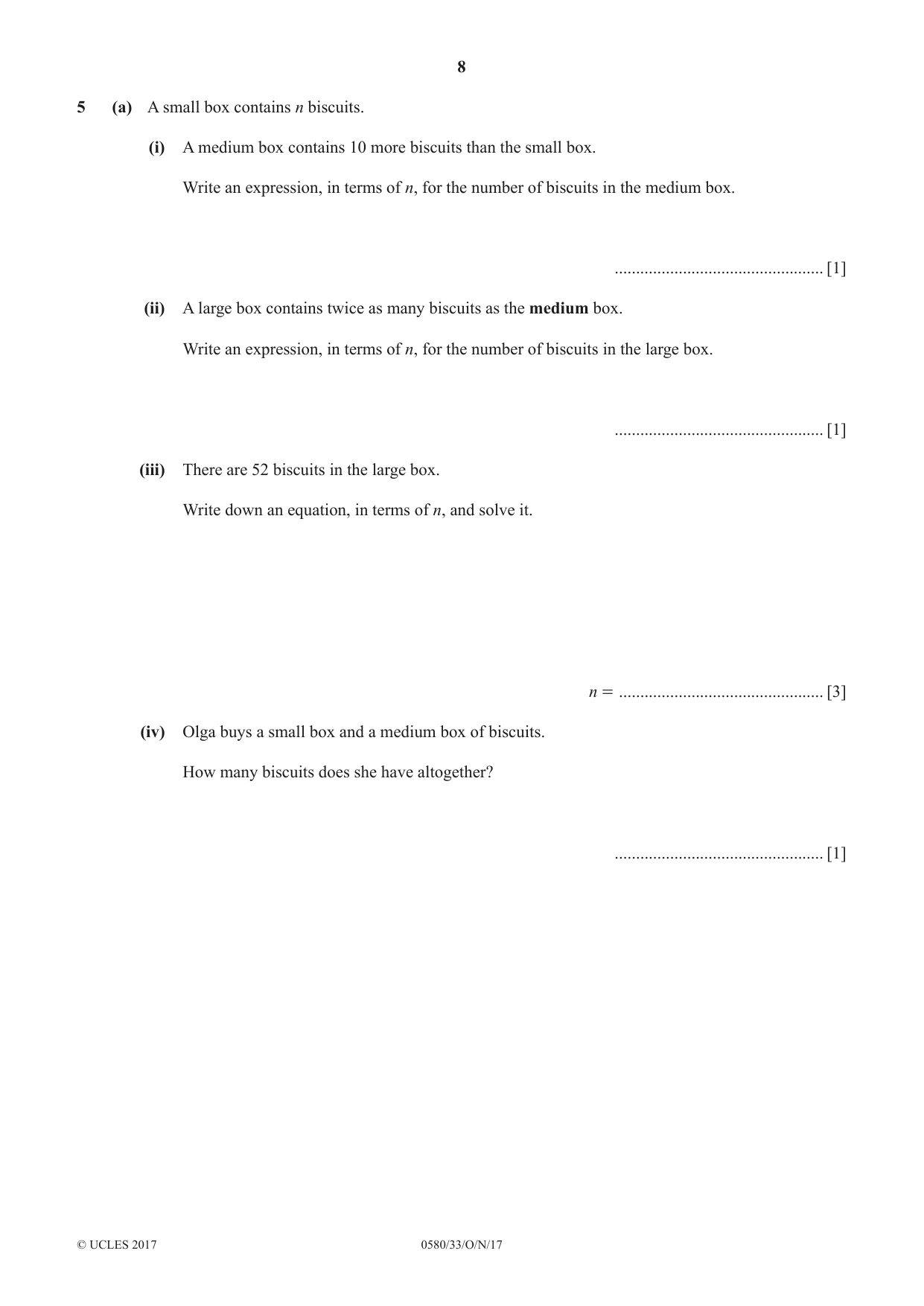Cambridge IGCSE Mathematics 0580 2017 Oct/Nov Paper 3 · Variant 3 question paper, page 8 of 16