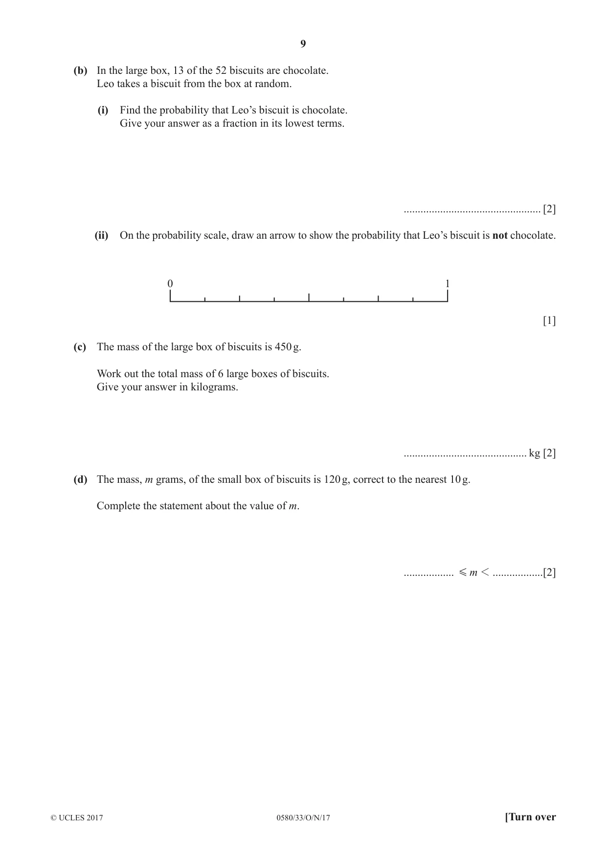Cambridge IGCSE Mathematics 0580 2017 Oct/Nov Paper 3 · Variant 3 question paper, page 9 of 16