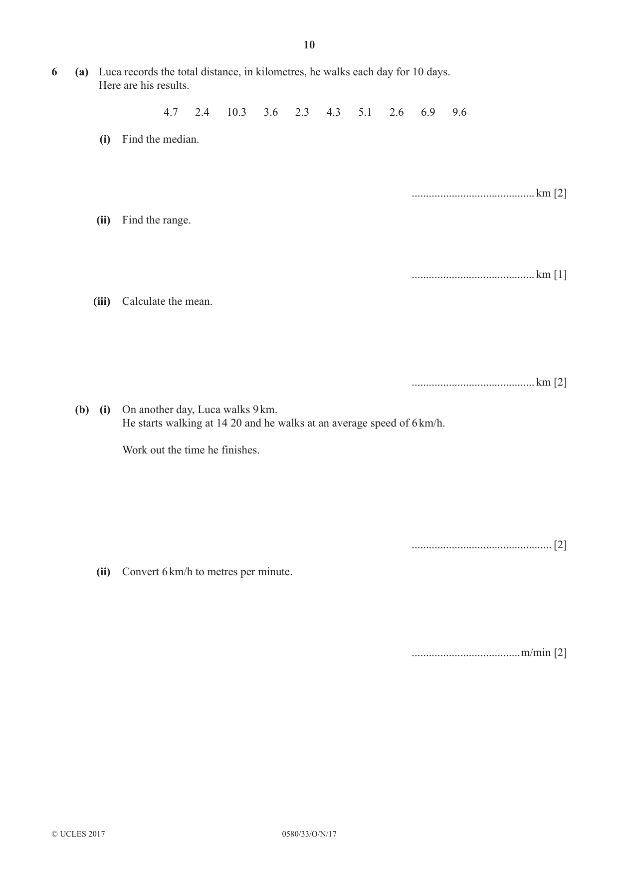 Cambridge IGCSE Mathematics 0580 2017 Oct/Nov Paper 3 · Variant 3 question paper, page 10 of 16