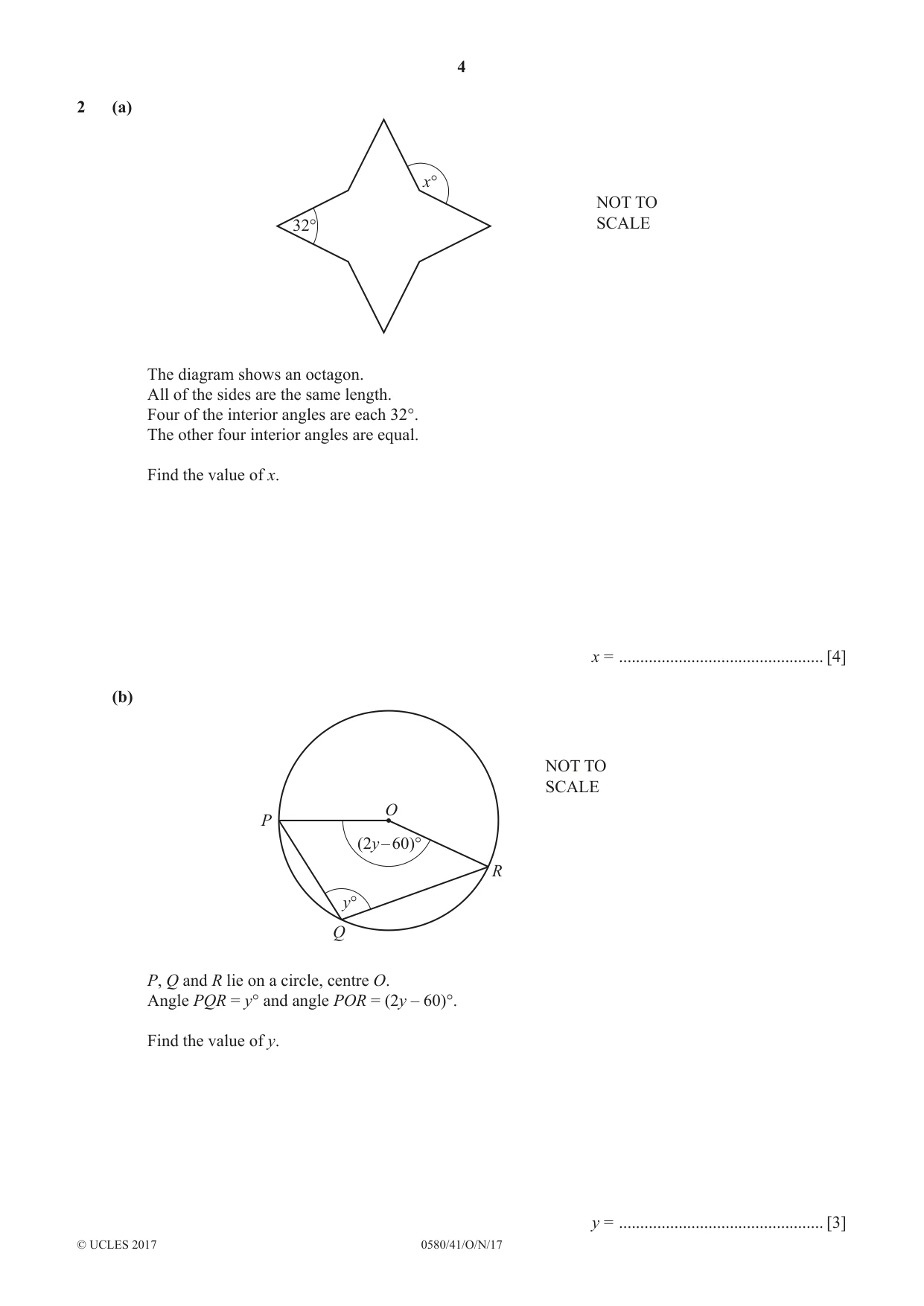 Cambridge IGCSE Mathematics 0580 2017 Oct/Nov Paper 4 · Variant 1 question paper, page 4 of 20