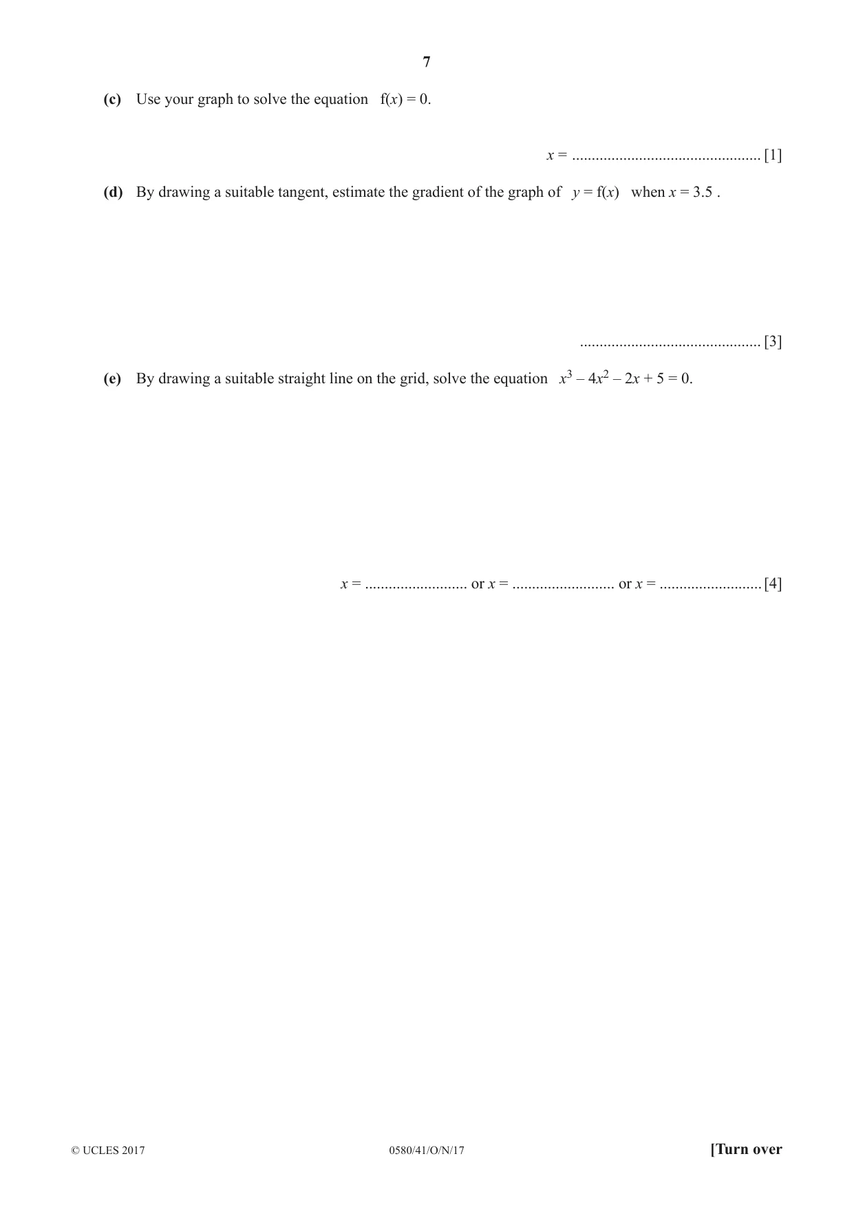 Cambridge IGCSE Mathematics 0580 2017 Oct/Nov Paper 4 · Variant 1 question paper, page 7 of 20