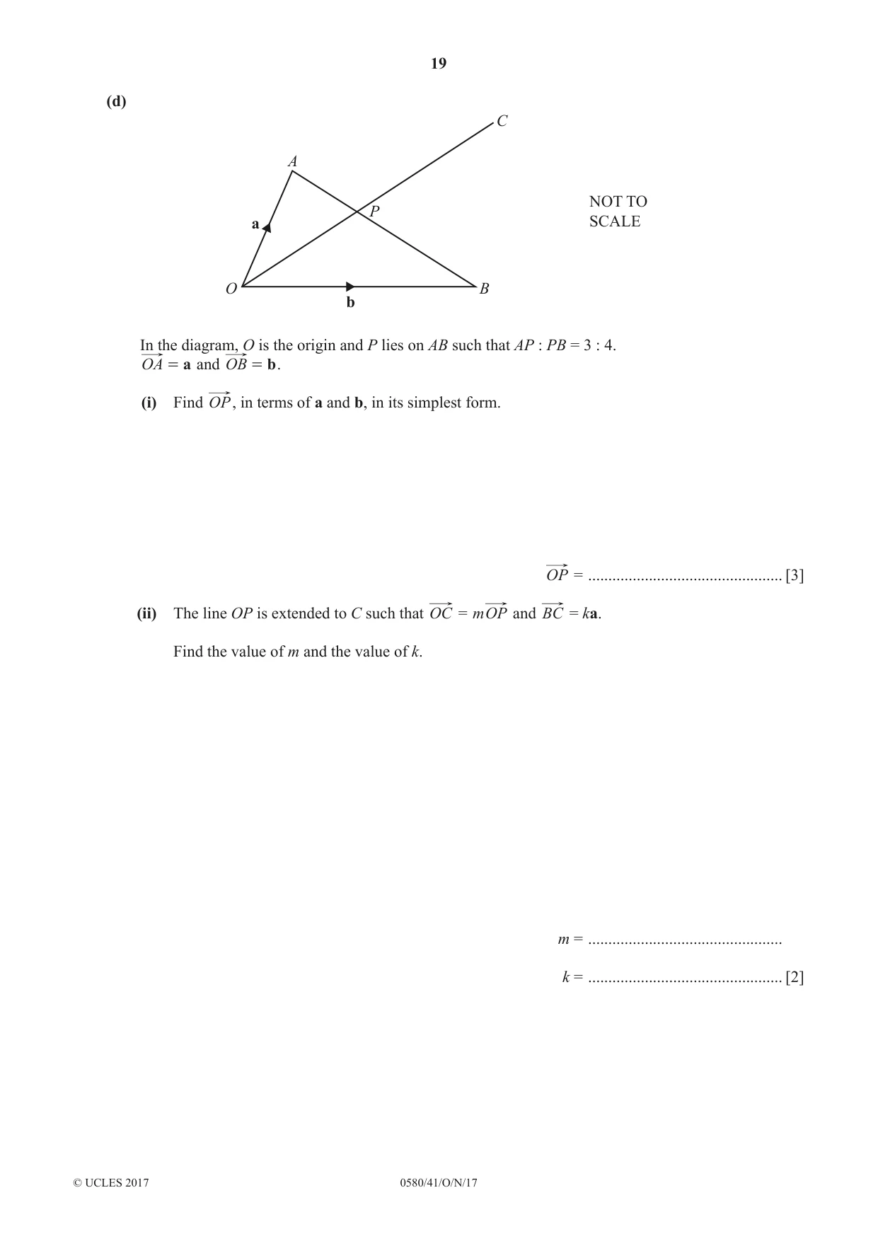 Cambridge IGCSE Mathematics 0580 2017 Oct/Nov Paper 4 · Variant 1 question paper, page 19 of 20