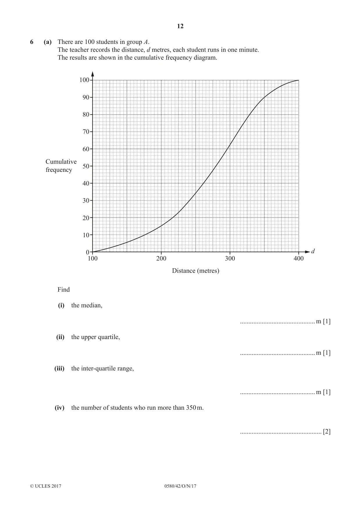 Cambridge IGCSE Mathematics 0580 2017 Oct/Nov Paper 4 · Variant 2 question paper, page 12 of 20