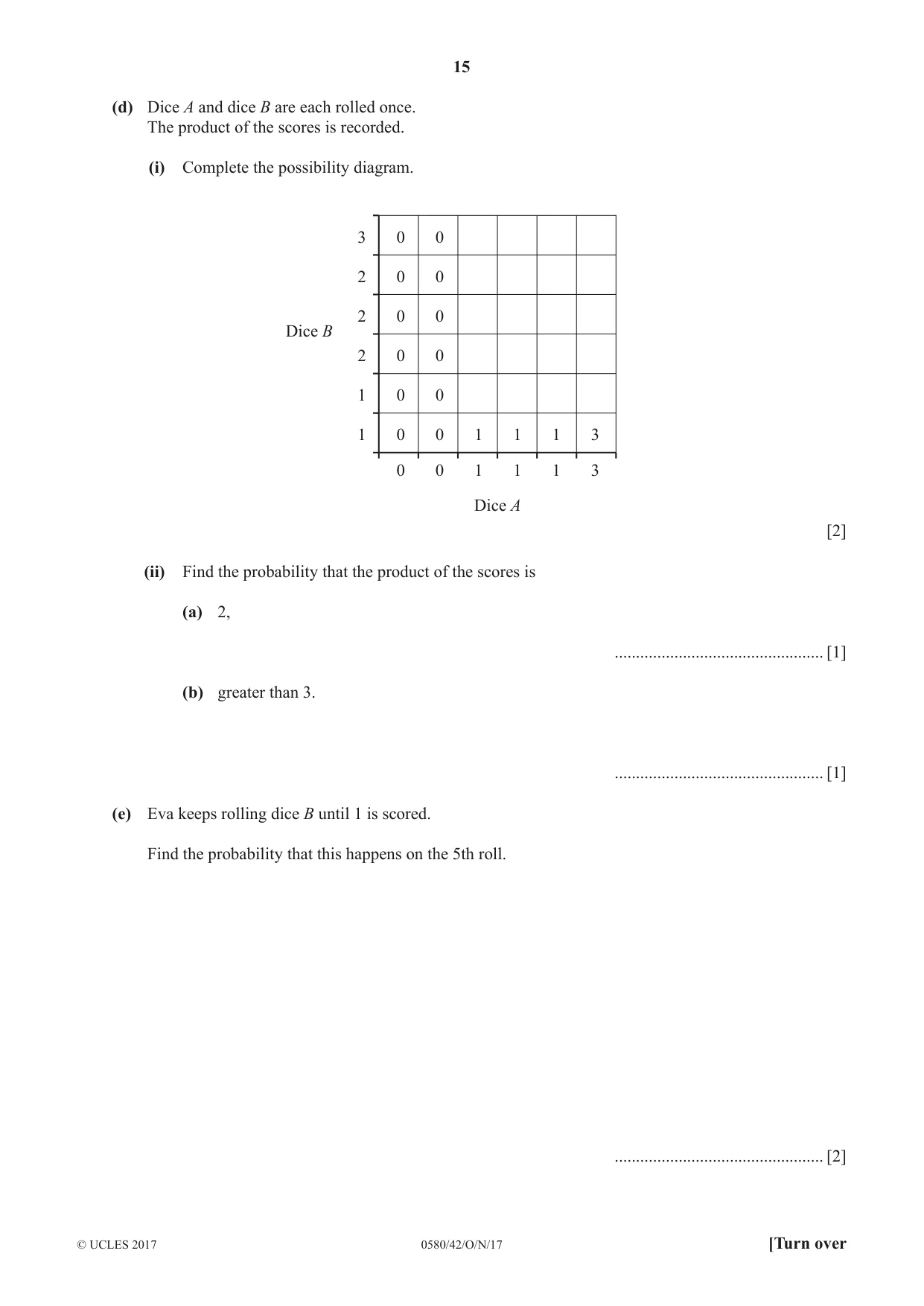 Cambridge IGCSE Mathematics 0580 2017 Oct/Nov Paper 4 · Variant 2 question paper, page 15 of 20