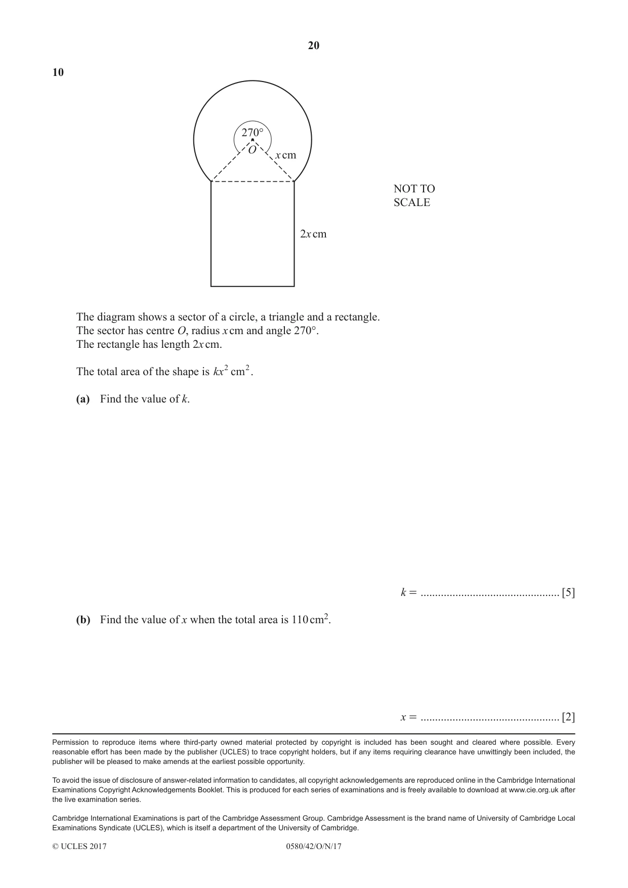 Cambridge IGCSE Mathematics 0580 2017 Oct/Nov Paper 4 · Variant 2 question paper, page 20 of 20